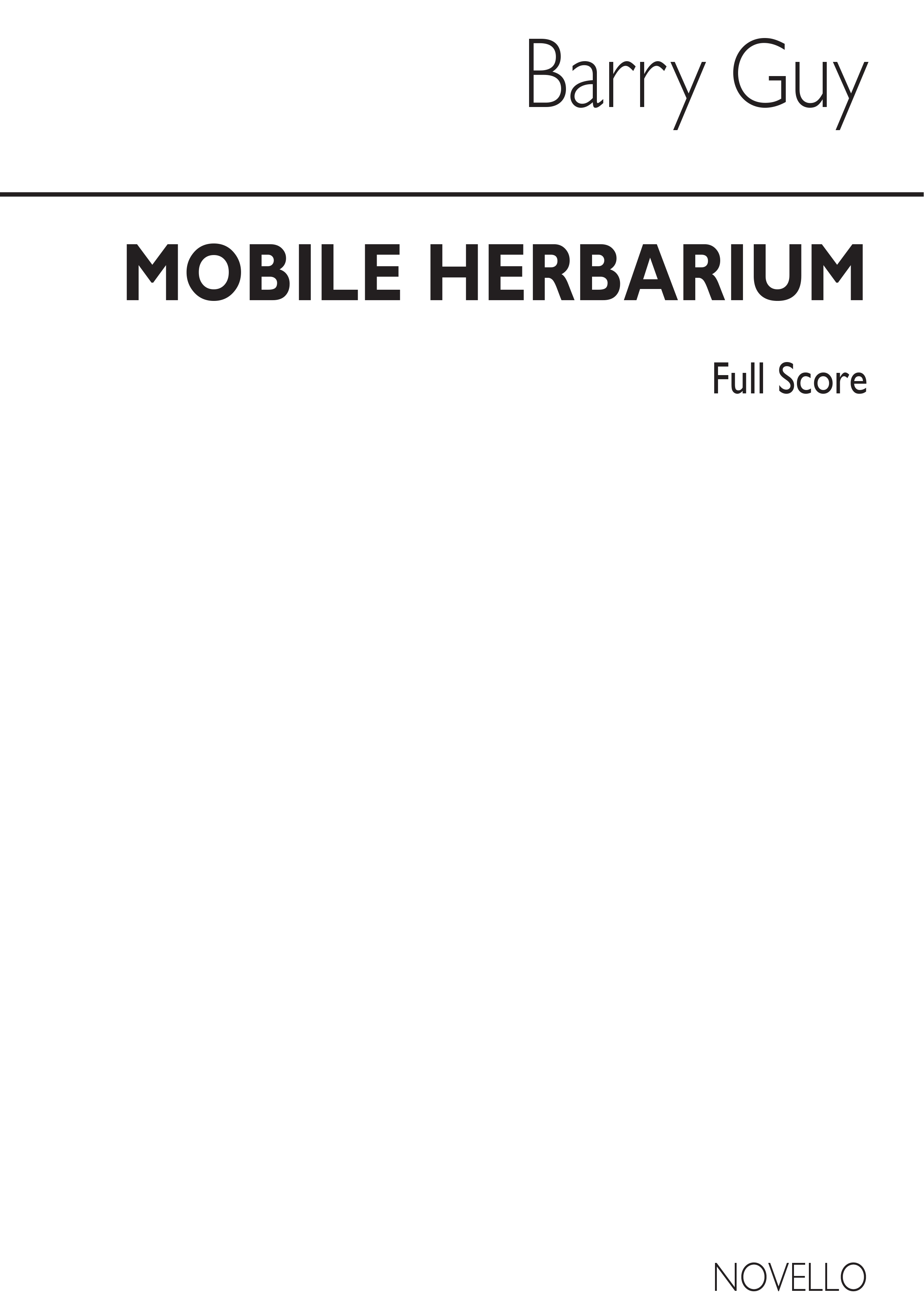 Barry Guy: Mobile Herbarium For Saxophone Quartet Full Score: Saxophone
