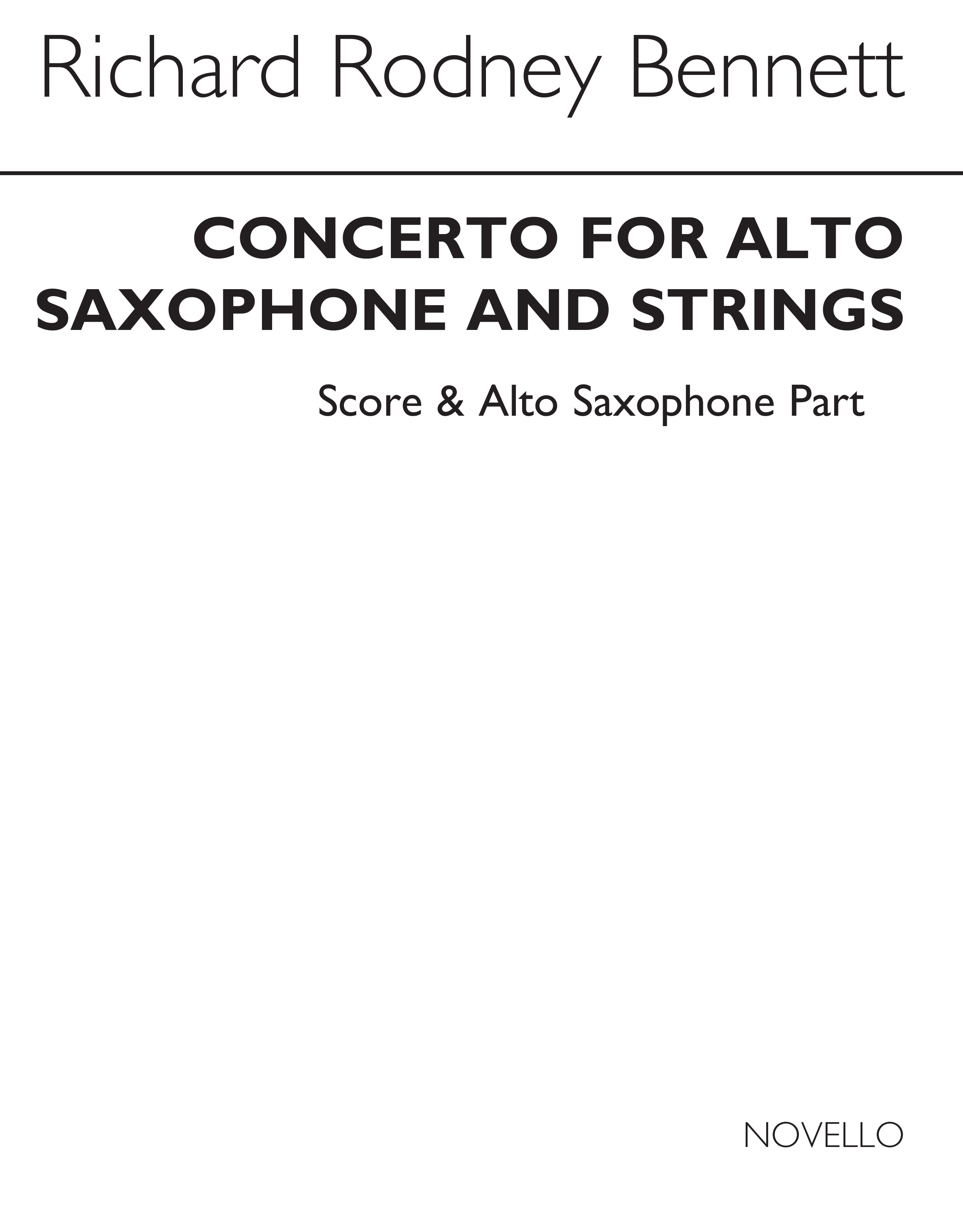 Richard Rodney Bennett: Saxophone Concerto For Alto Sax And Piano: Alto