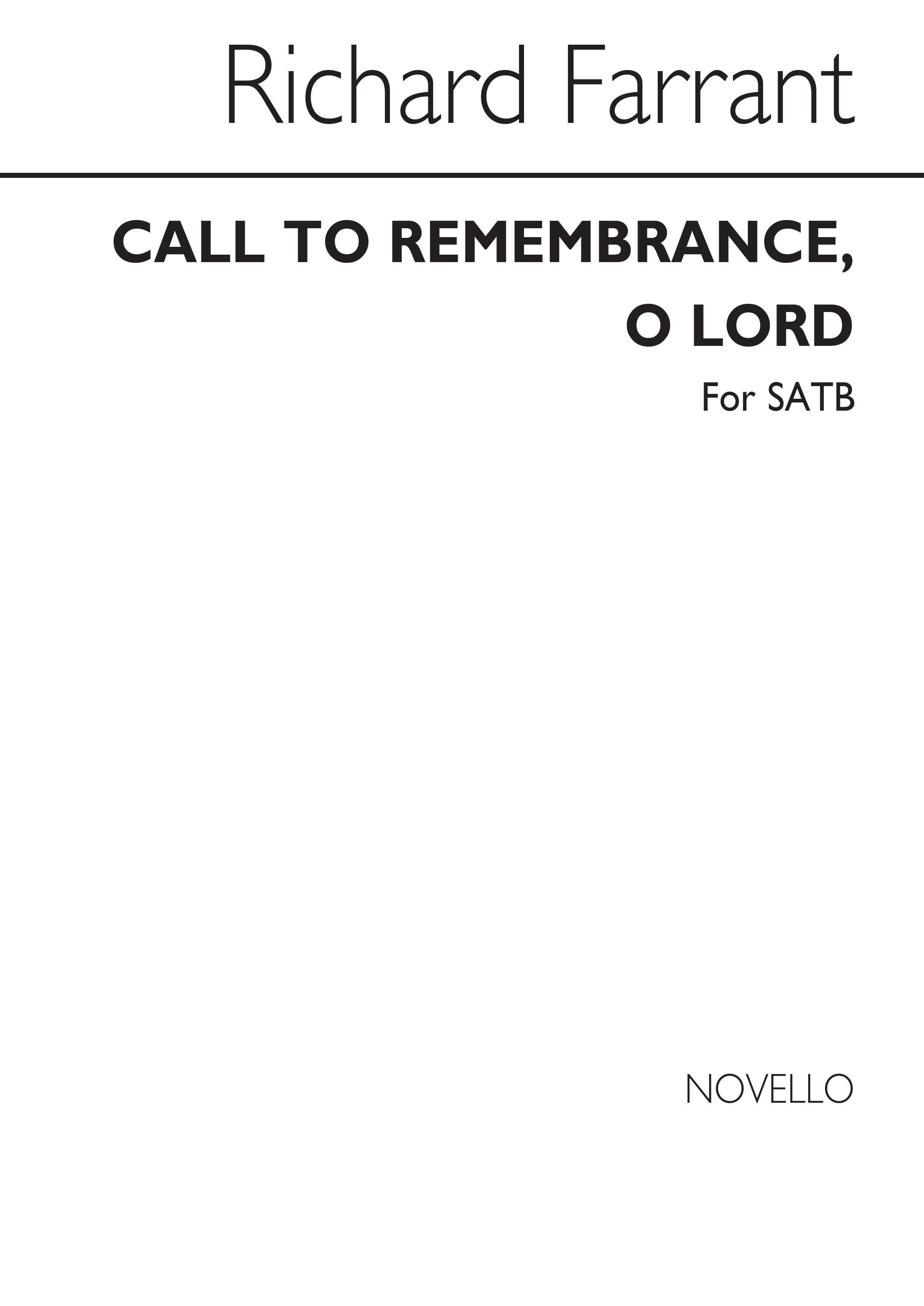 Richard Farrant: Call To Remembrance O Lord: SATB: Vocal Score