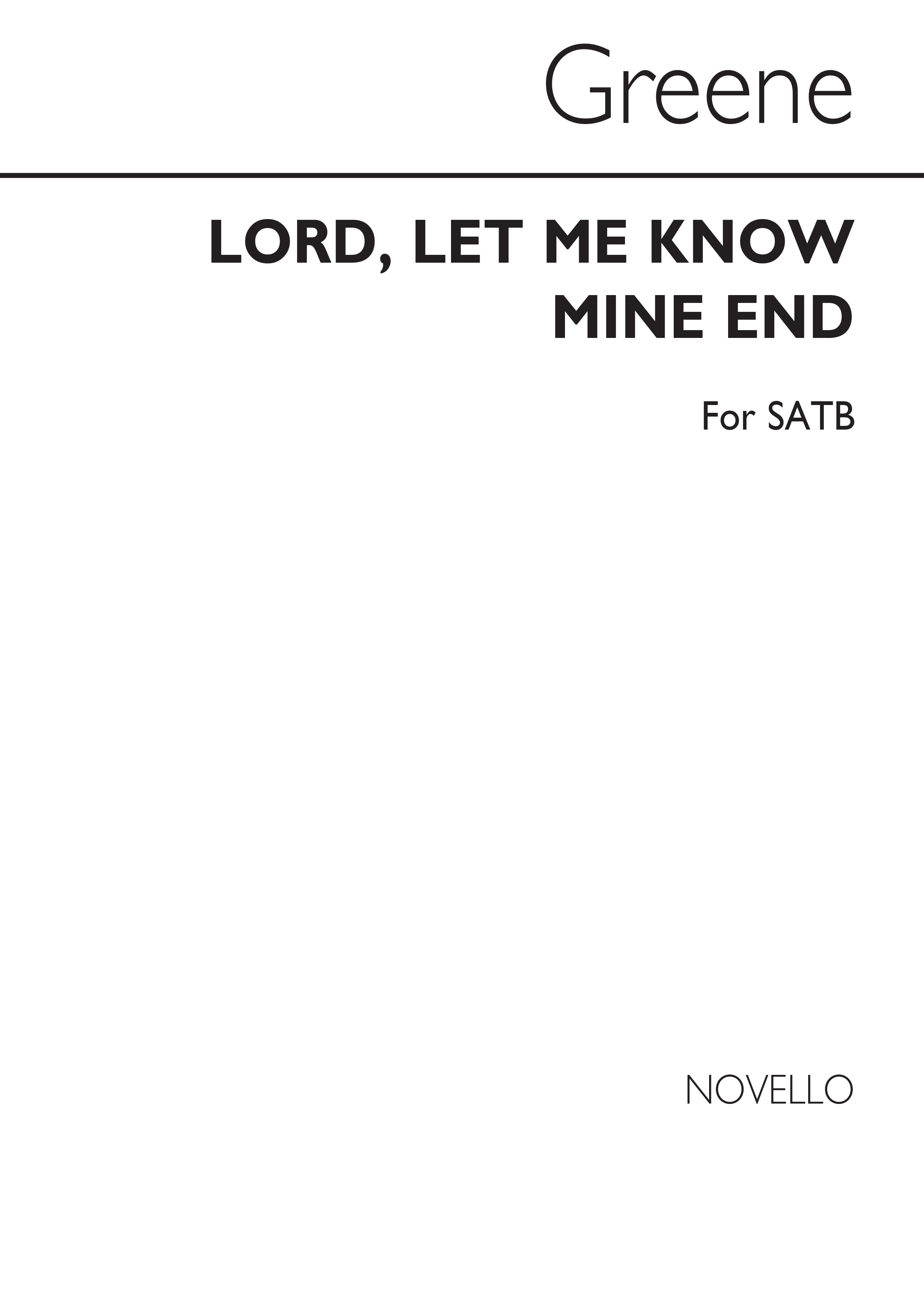 Lord Let Know Mine End: SATB: Vocal Score