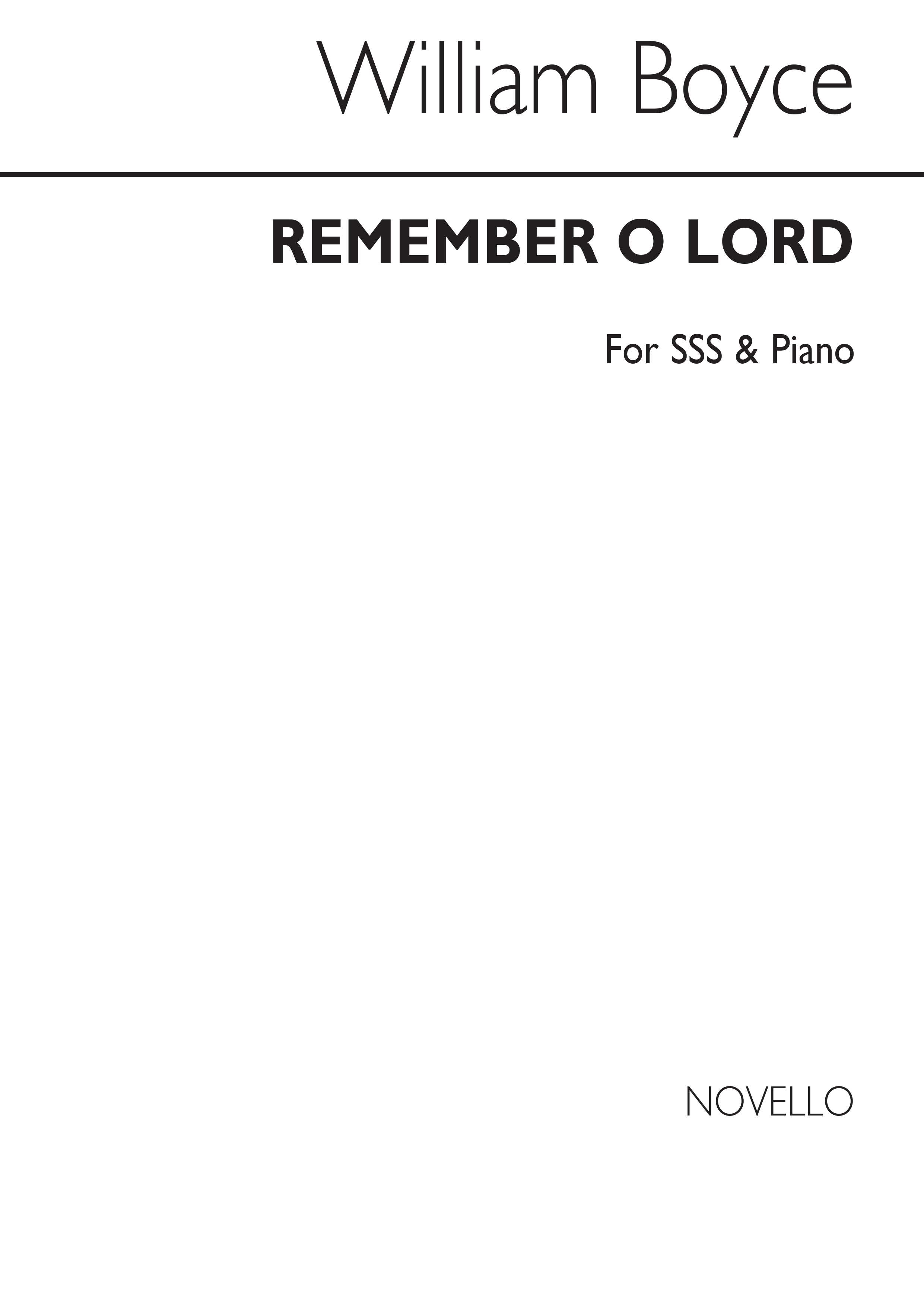 William Boyce: Remember O Lord Sss/Piano: Upper Voices: Vocal Score