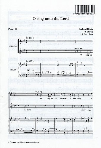 Richard Hinde: O Sing Unto The Lord: SATB: Vocal Score
