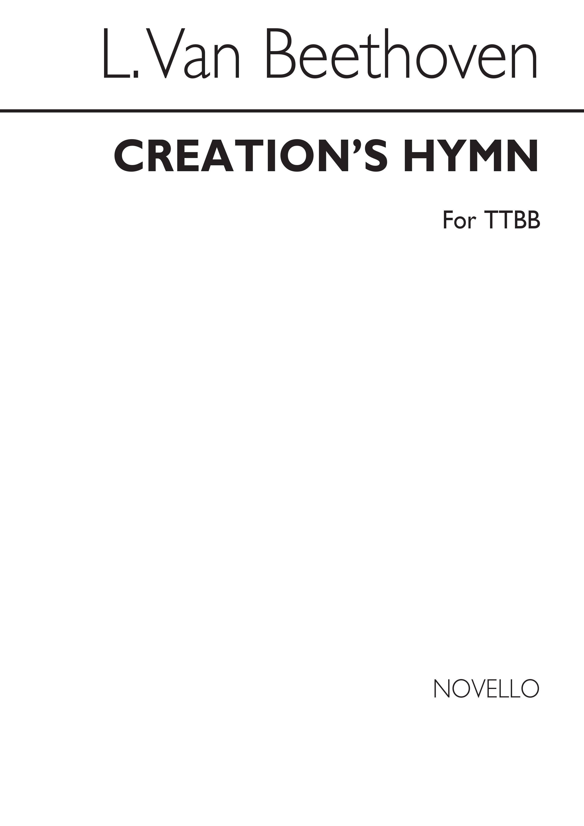 Ludwig van Beethoven: Creation's Hymn (TTBB): Men's Voices: Vocal Work