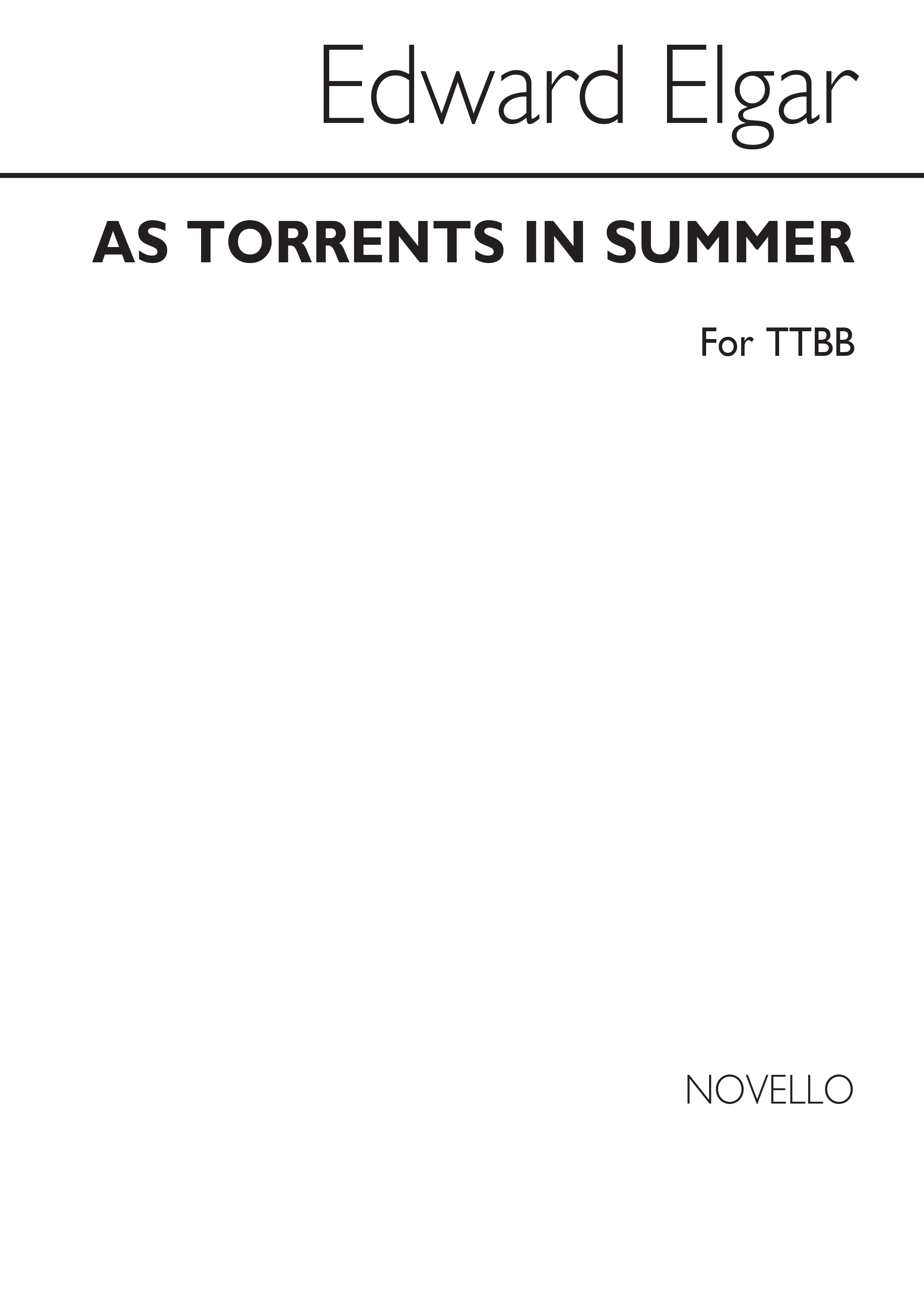 Edward Elgar: As Torrents In Summer: TTBB: Vocal Score