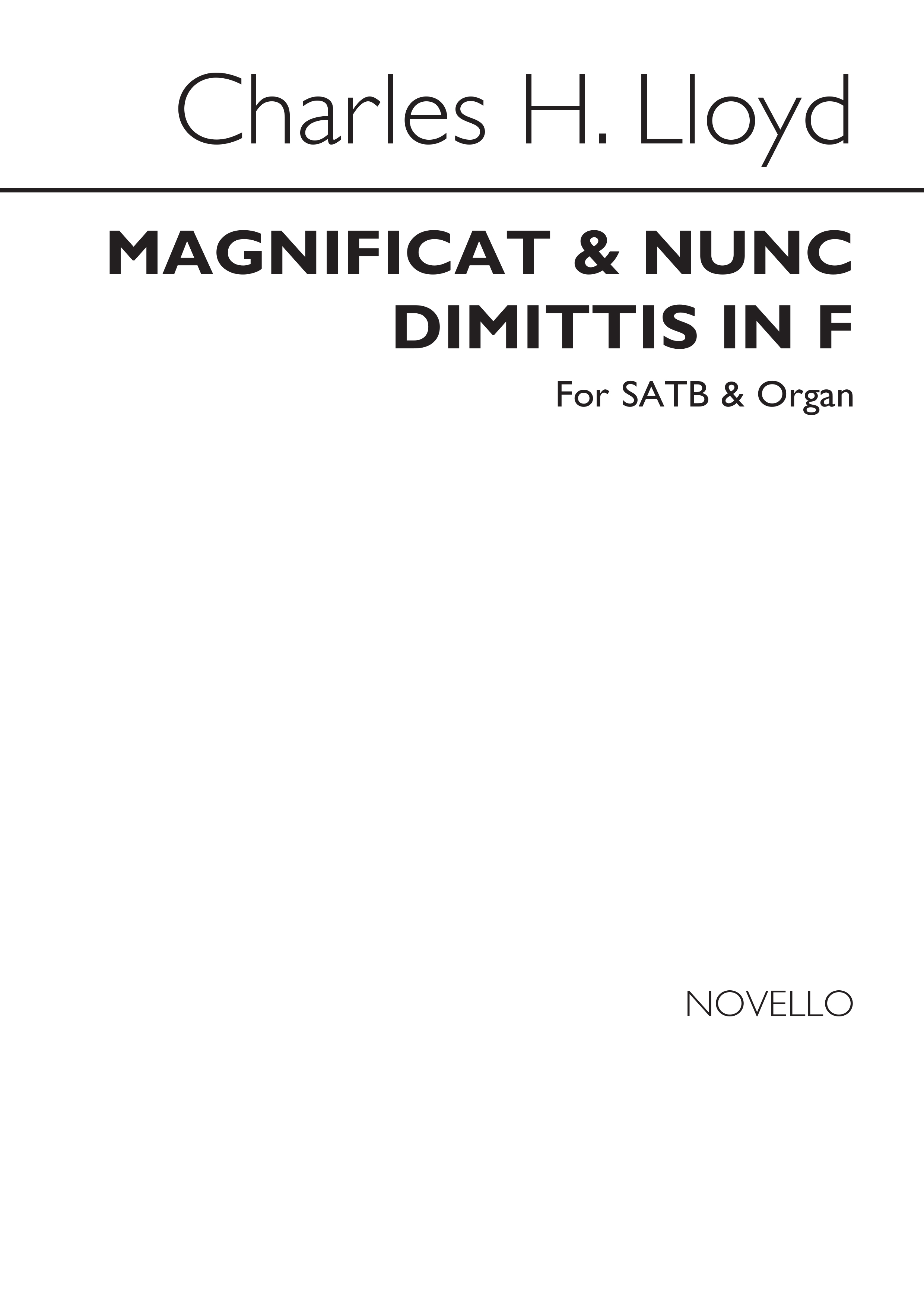 Charles Harford Lloyd: Magnificat And Nunc Dimittis In F: SATB: Vocal Score