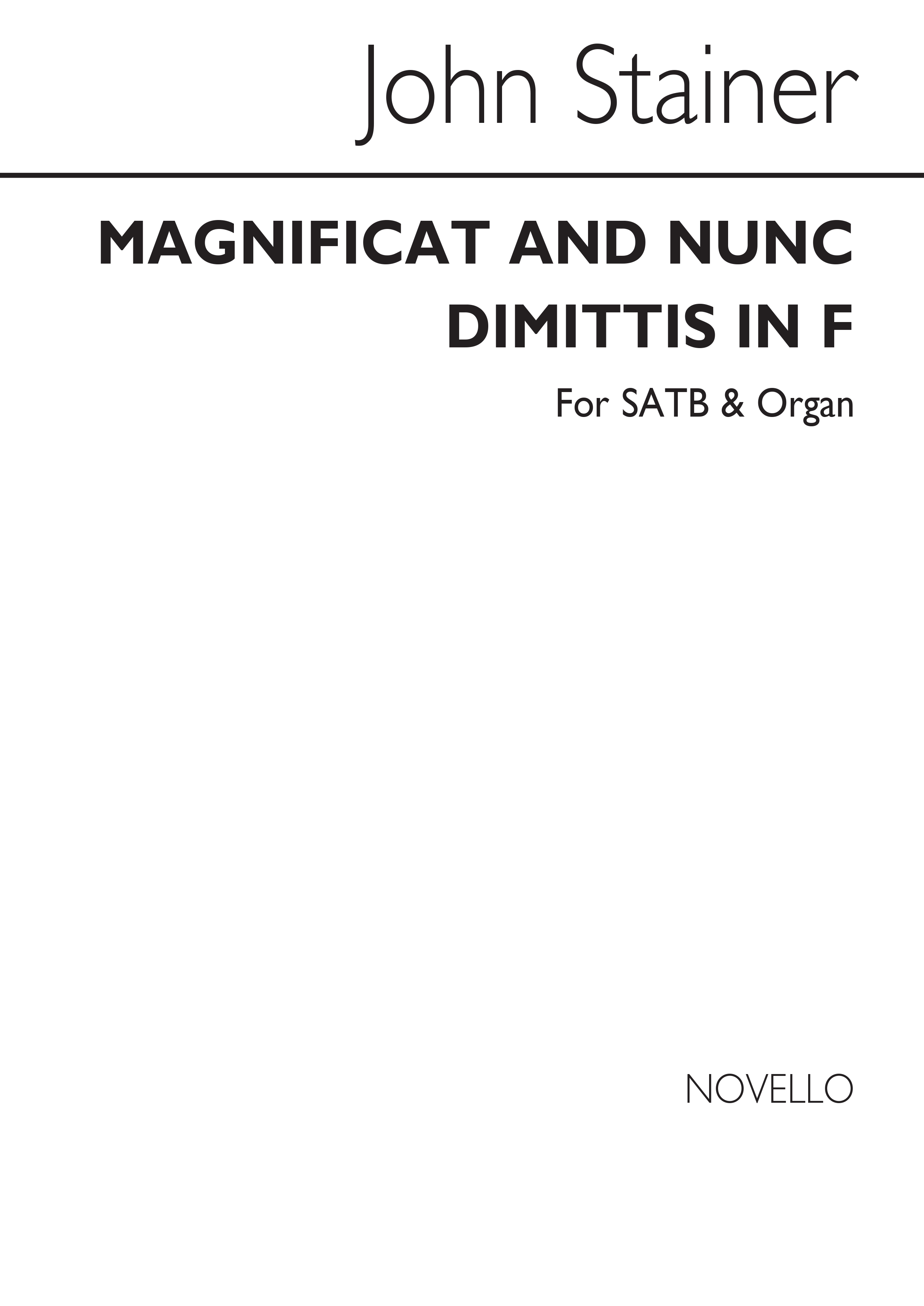 Sir John Stainer: Magnificat And Nunc Dimittis In F: SATB: Vocal Score