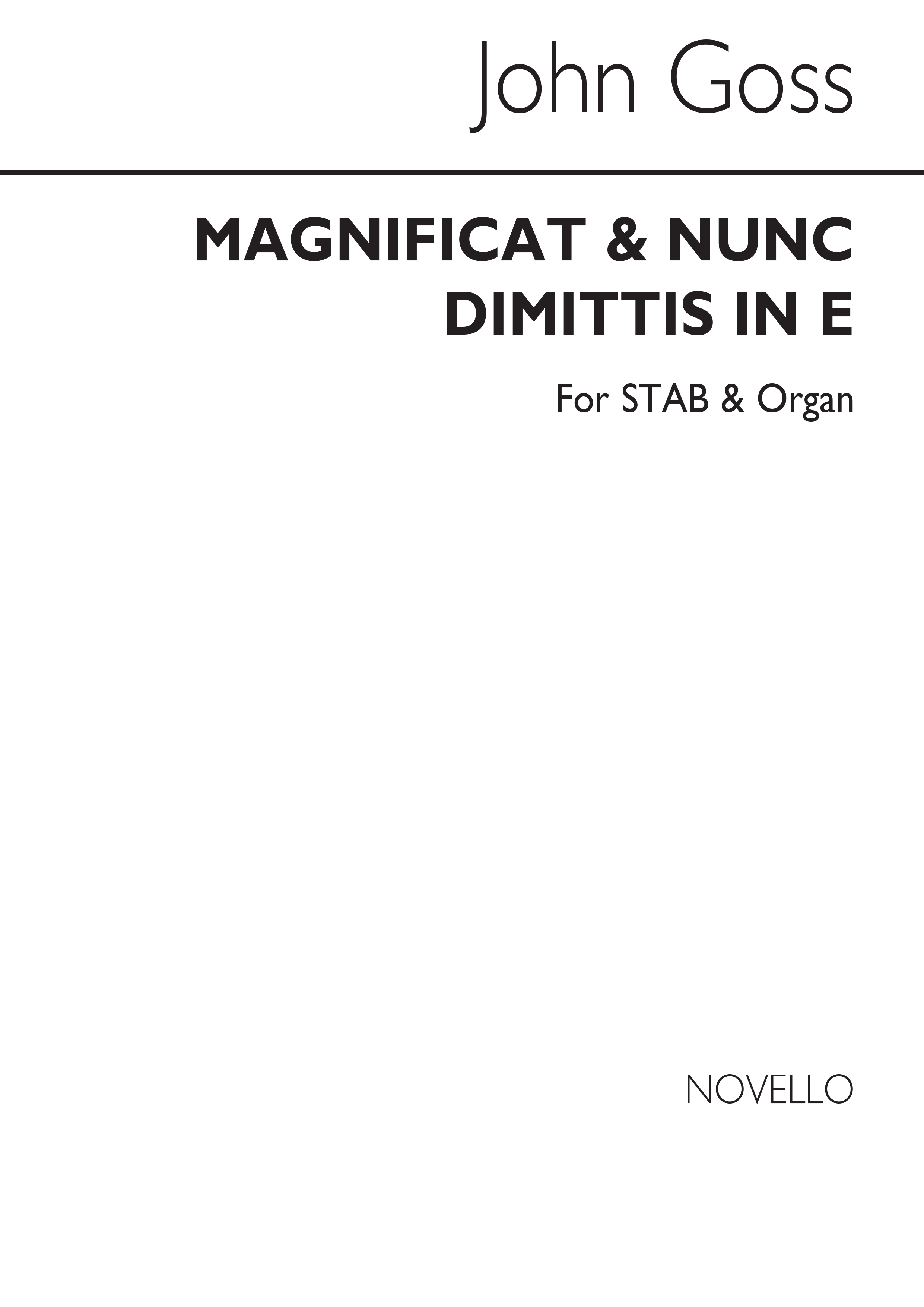 John Goss: Magnificat And Nunc Dimittis In E: SATB: Vocal Score