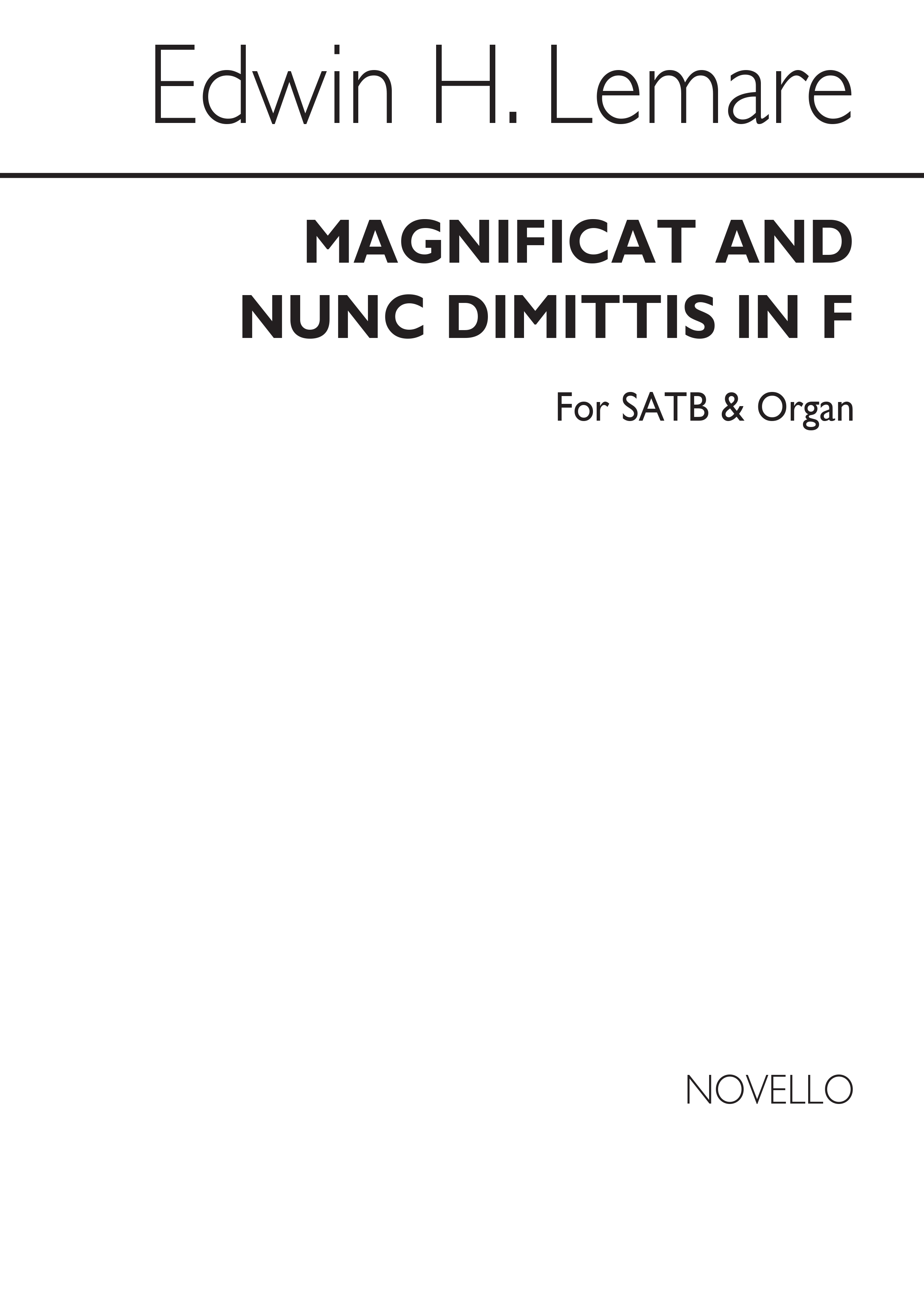 Edwin H. Lemare: Magnificat And Nunc Dimittis In F (Novello): SATB: Vocal Score