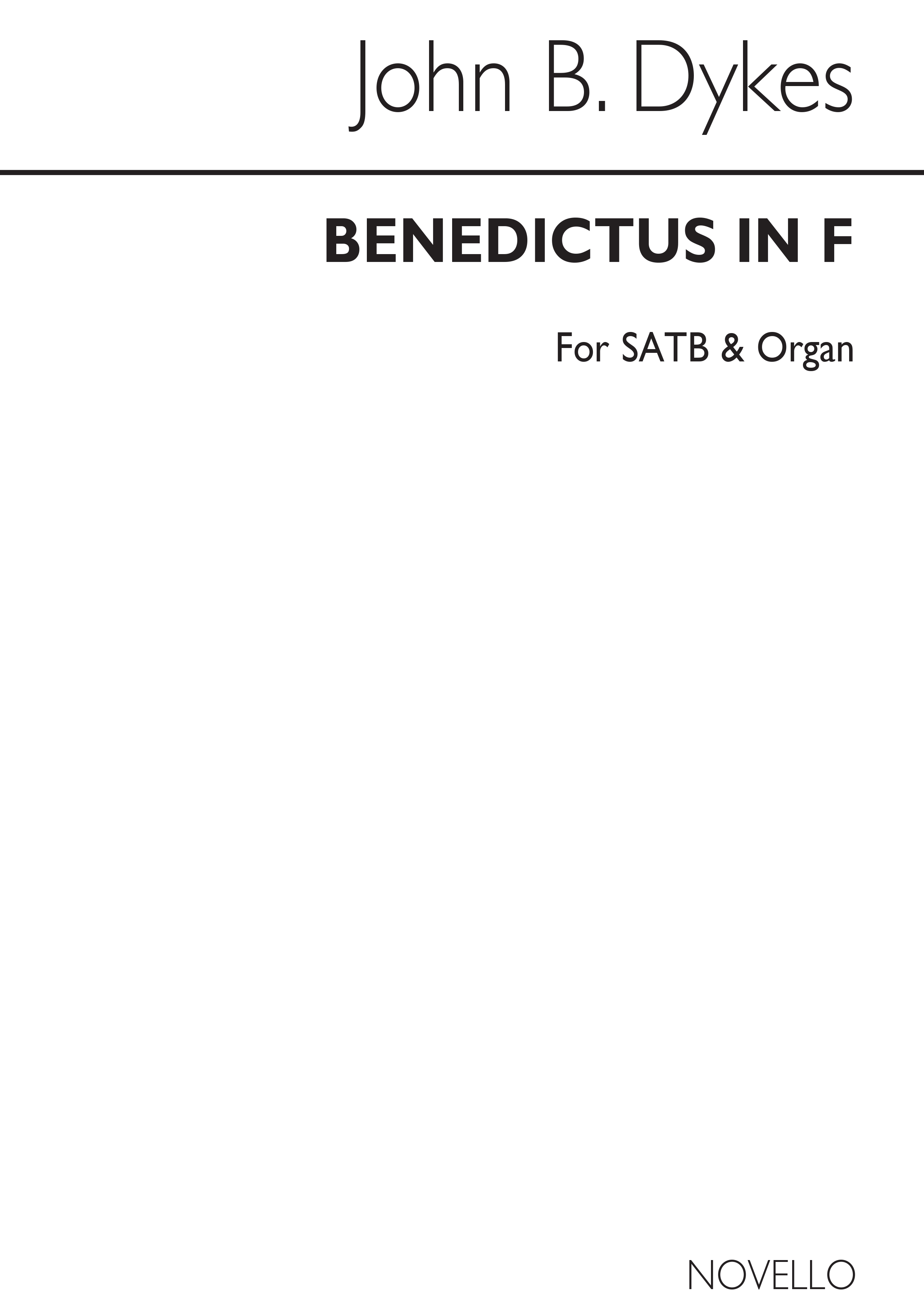 John Bacchus  Dykes: Benedictus In F: SATB: Vocal Score