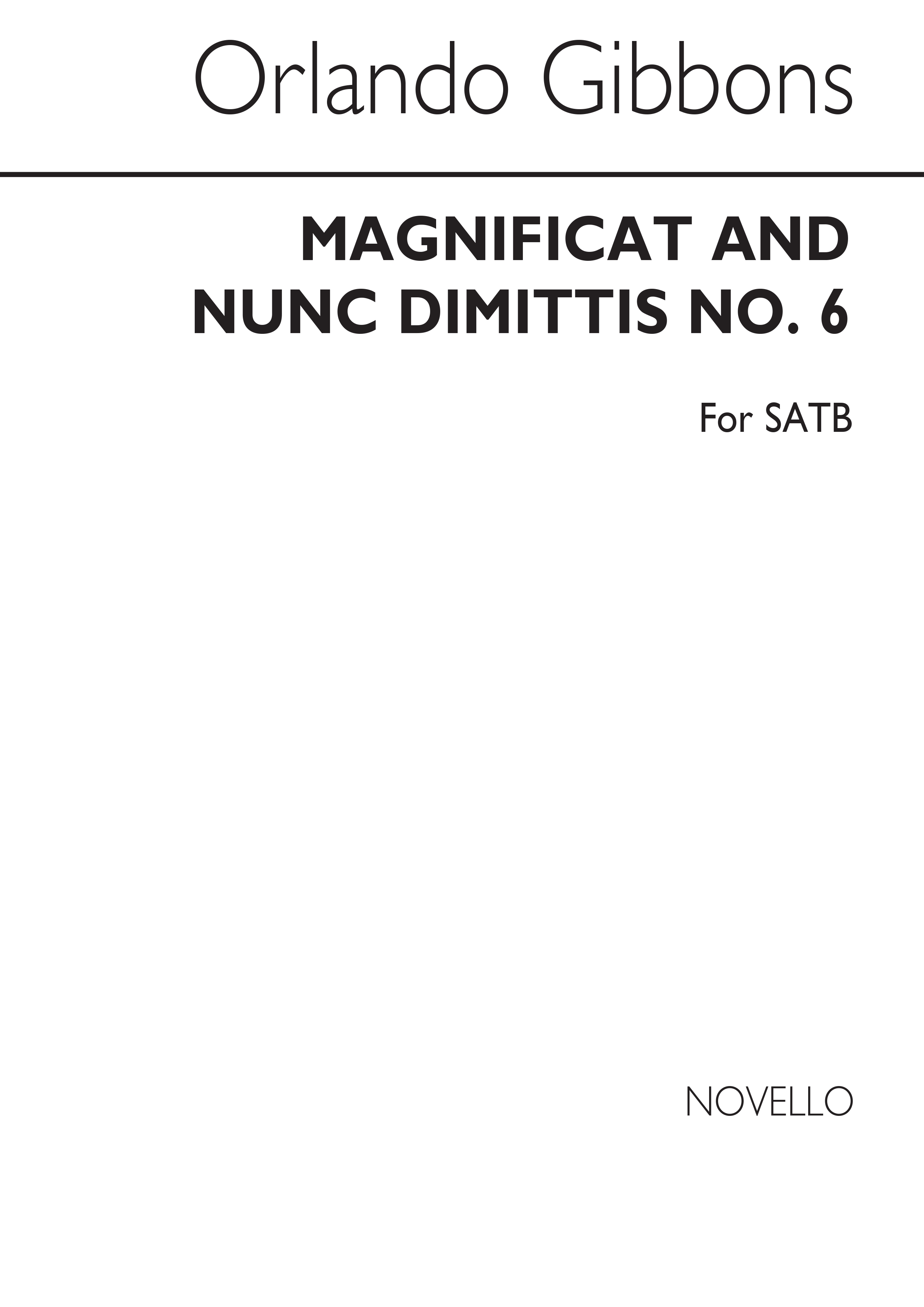 Orlando Gibbons: Magnificat And Nunc Dimitis No. 6: SATB: Vocal Work