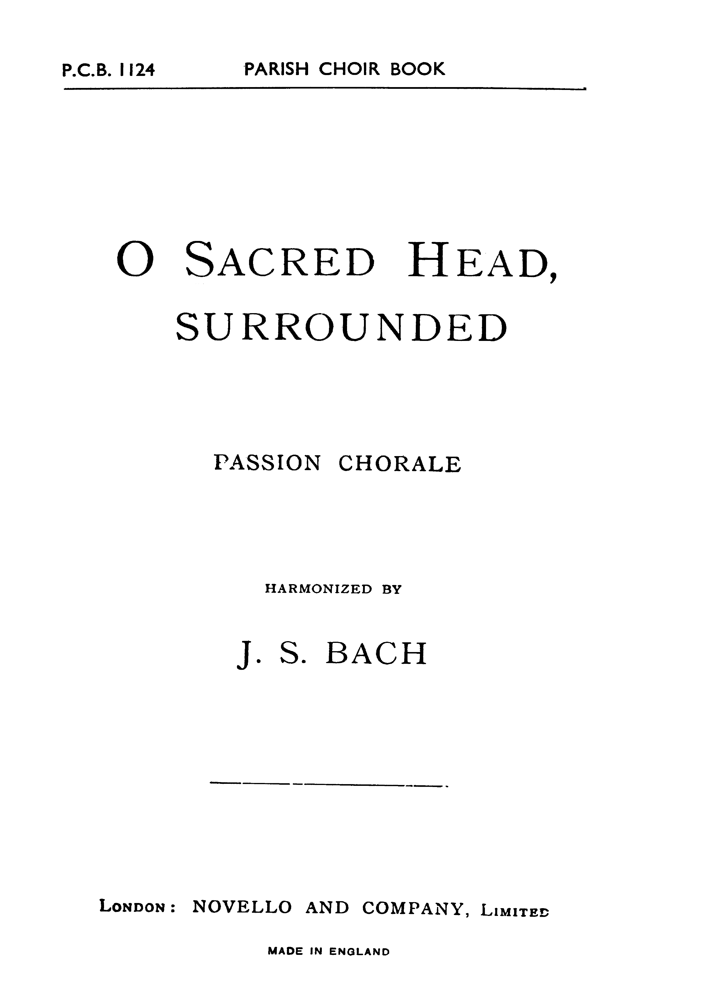 Hans Leo Hassler: Hasler O Sacred Head Surrounded in Eb: SATB: Vocal Score