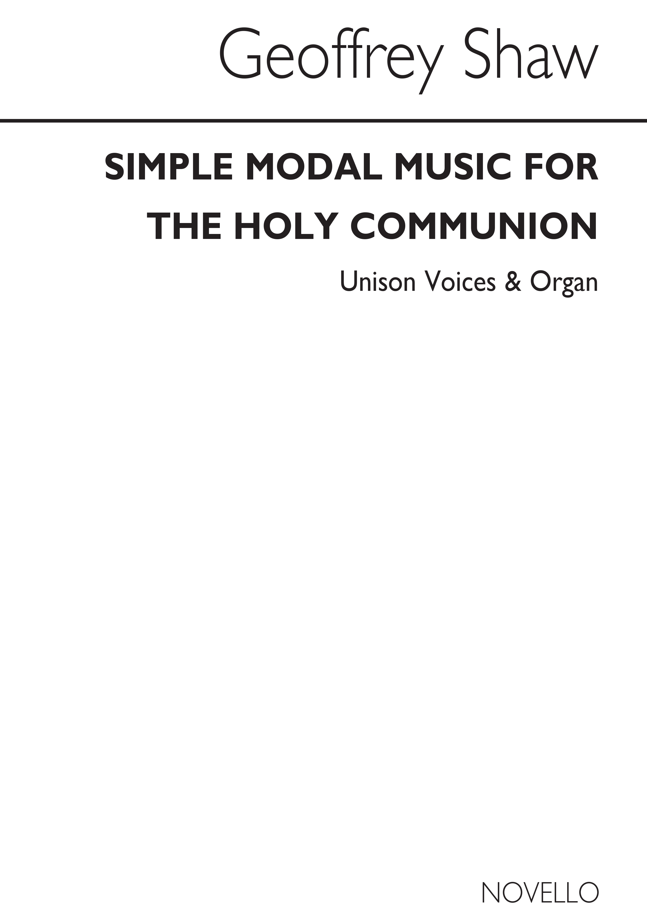 Geoffrey Shaw: The Office For The Holy Communion: SATB: Vocal Score