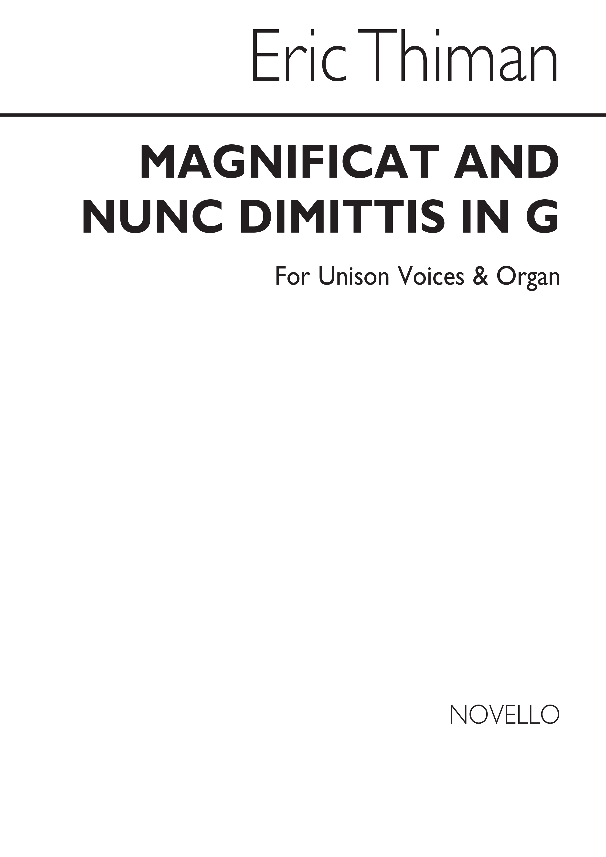 Eric Thiman: Magnificat And Nunc Dimittis (Unison): Unison Voices: Vocal Score