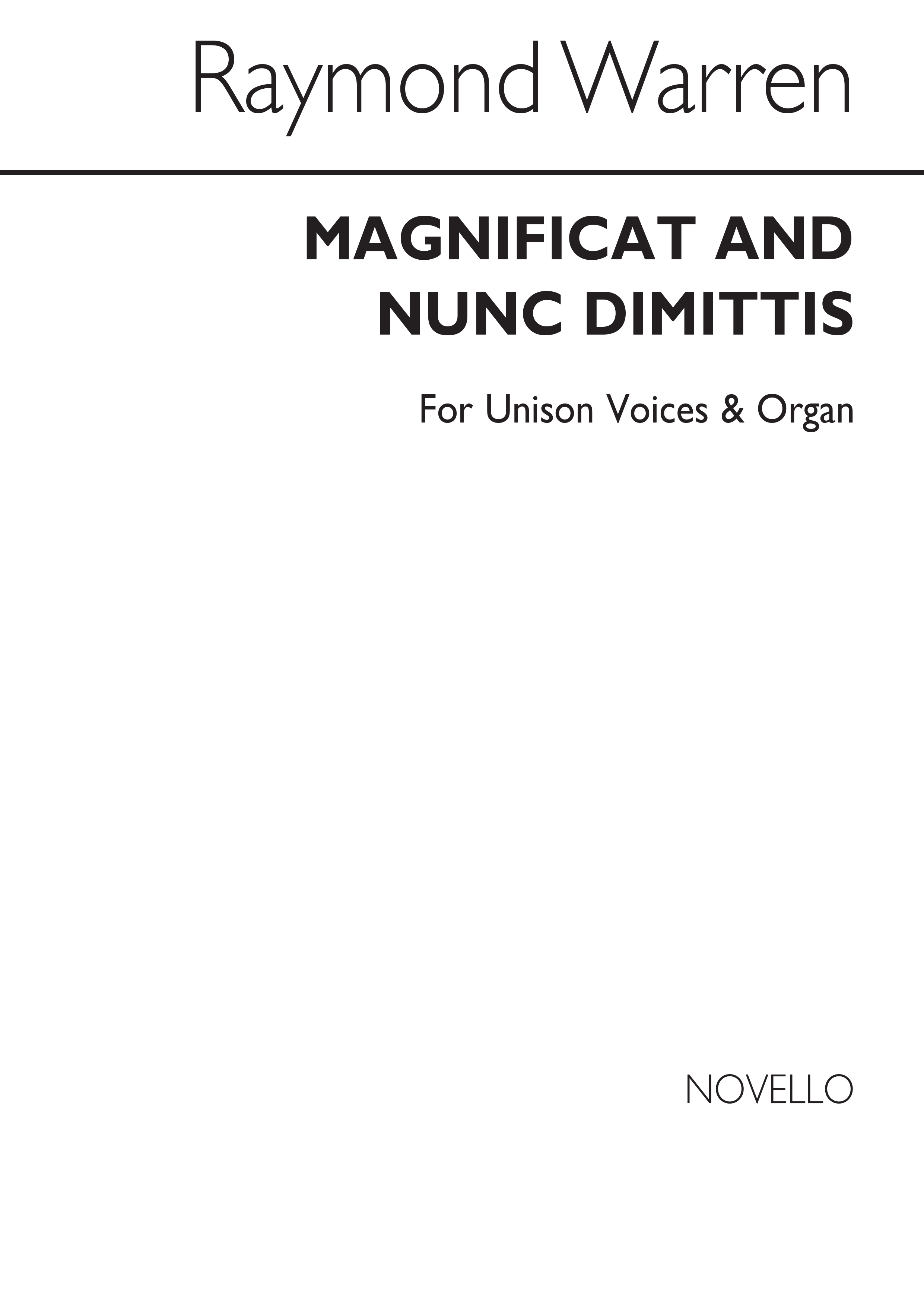 Raymond Warren: Magnificat And Nunc Dimittis (On Ground Basses): Unison Voices: