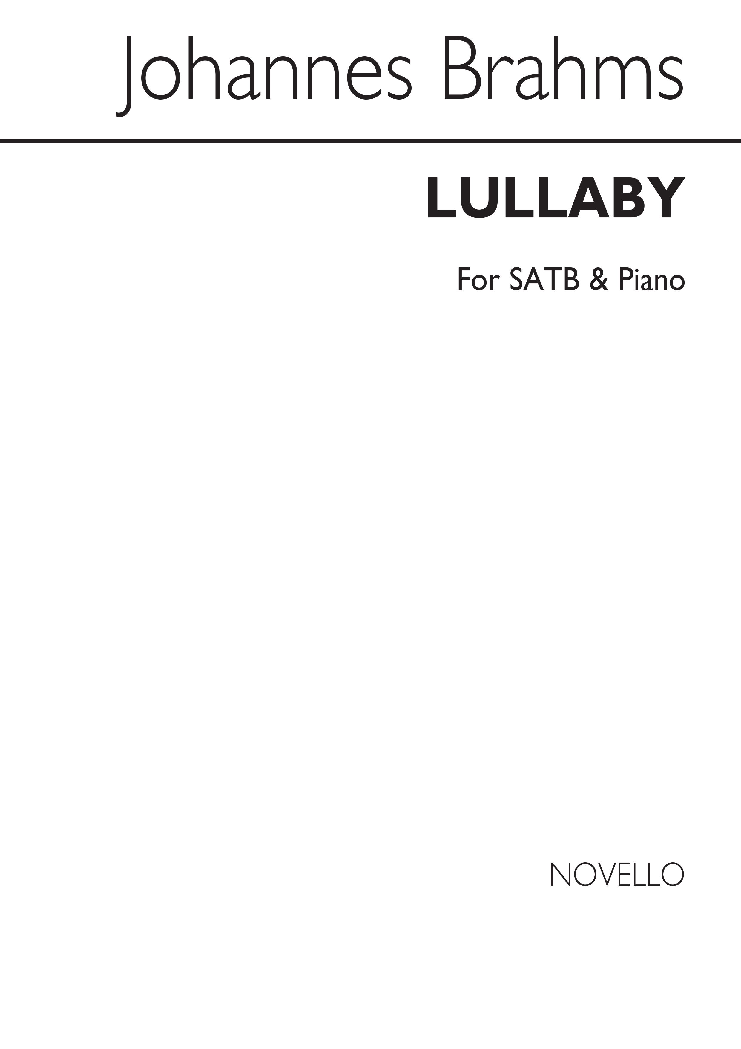 Johannes Brahms: Lullaby: SATB: Vocal Score