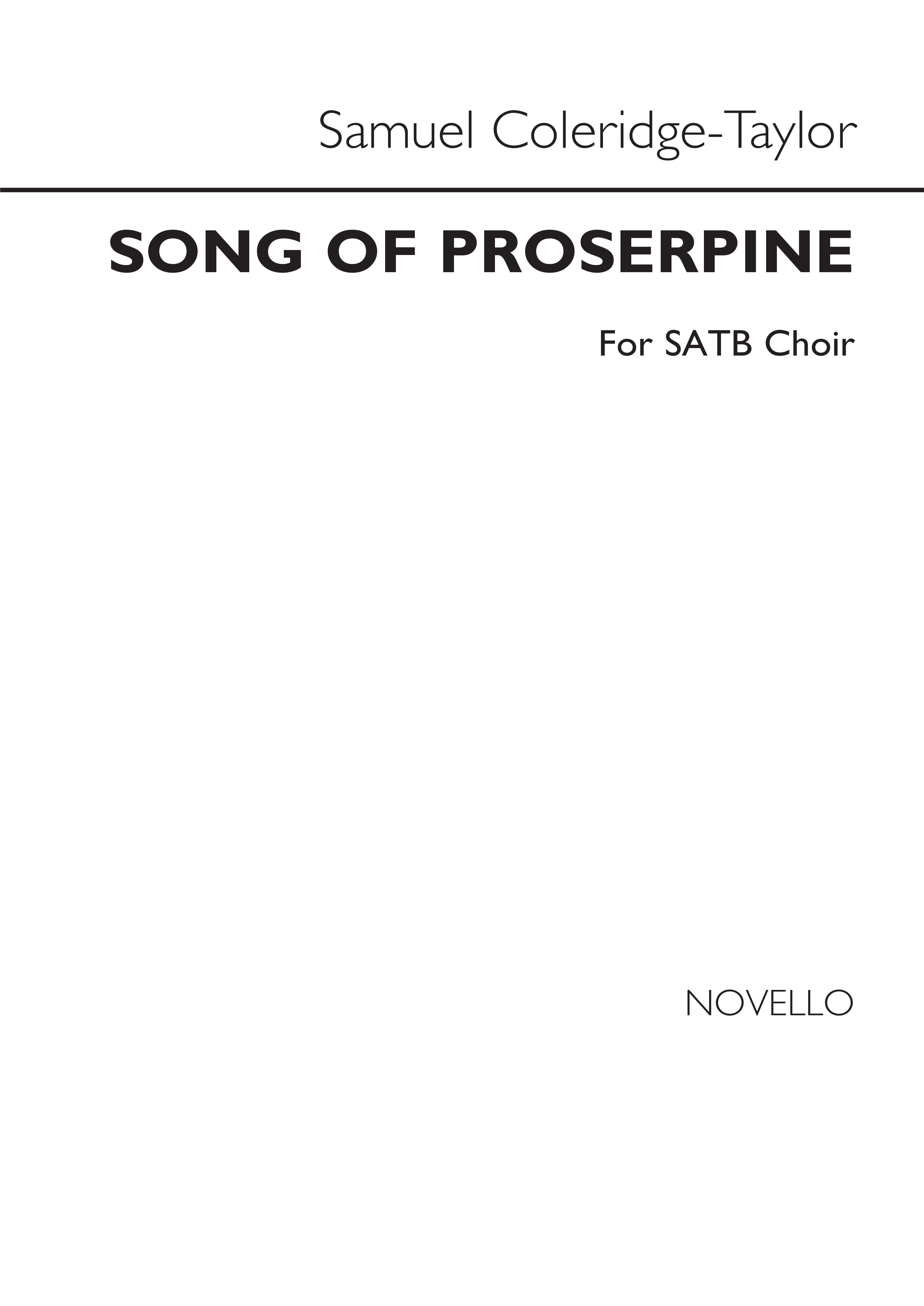 Samuel Coleridge-Taylor: Song of Proserpine: SATB: Vocal Score
