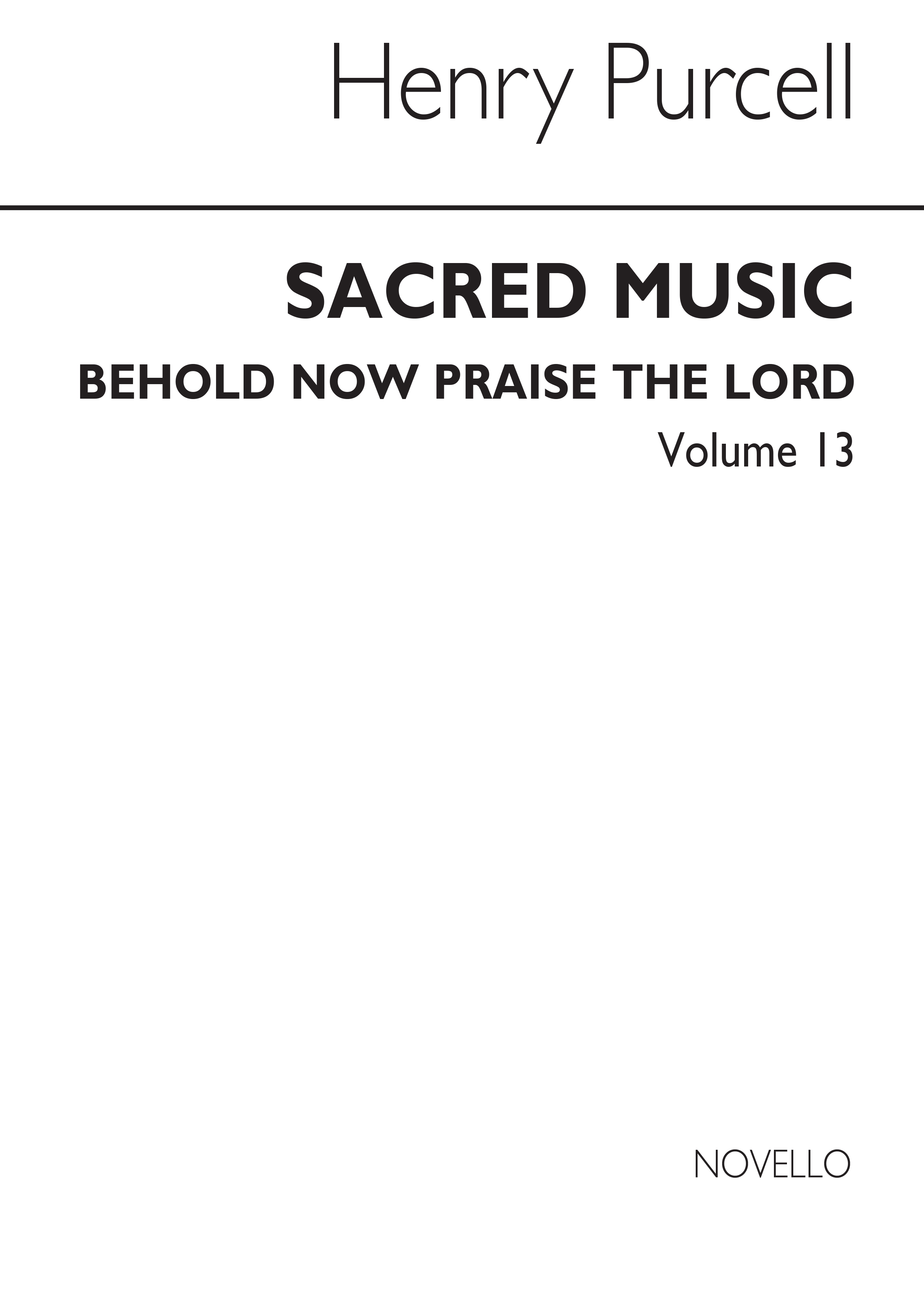 Henry Purcell: Behold Now Praise The Lord: Mixed Choir: Vocal Score