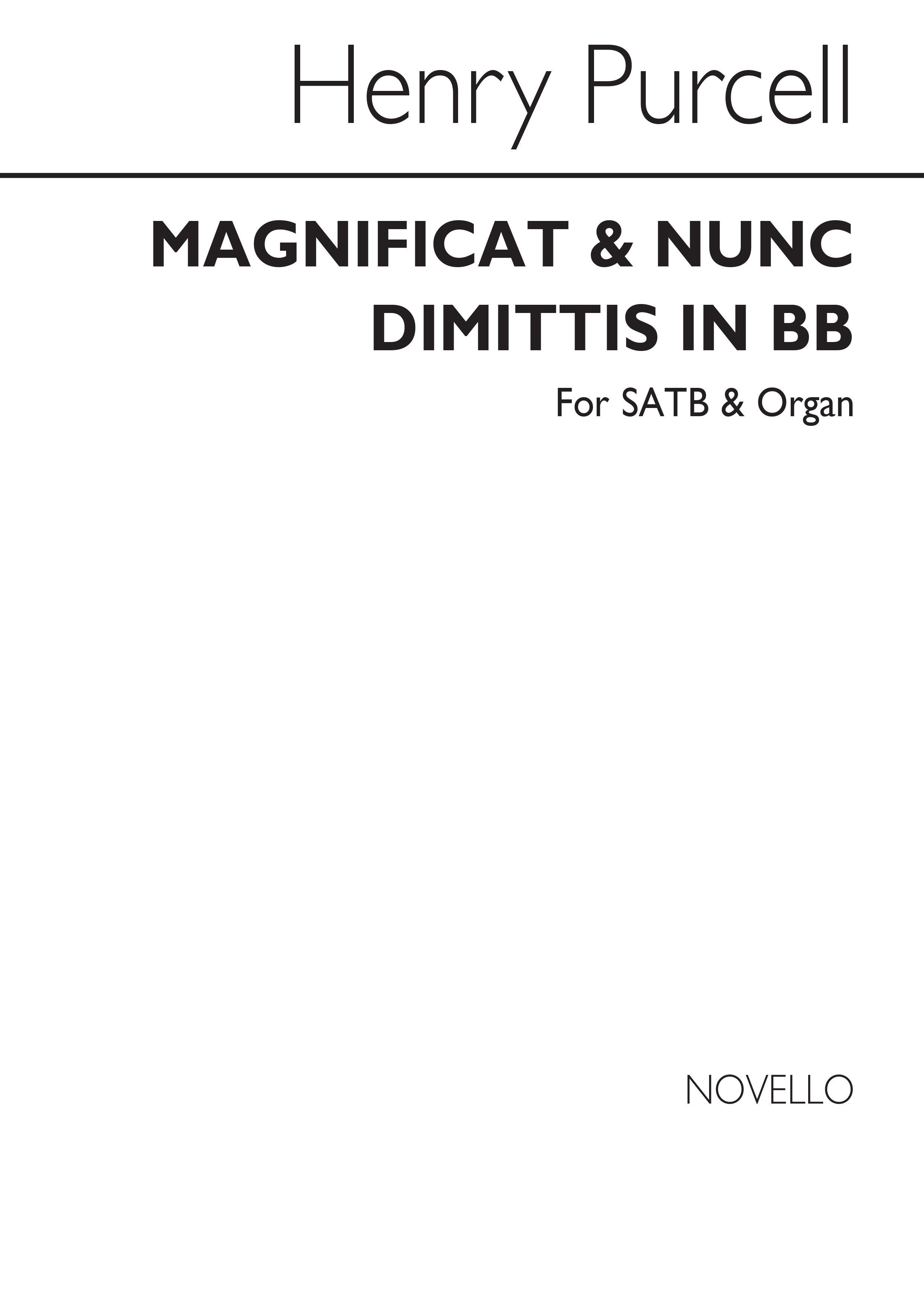 Henry Purcell: Magnificat & Nunc Dimittis In B Flat: SATB: Vocal Score