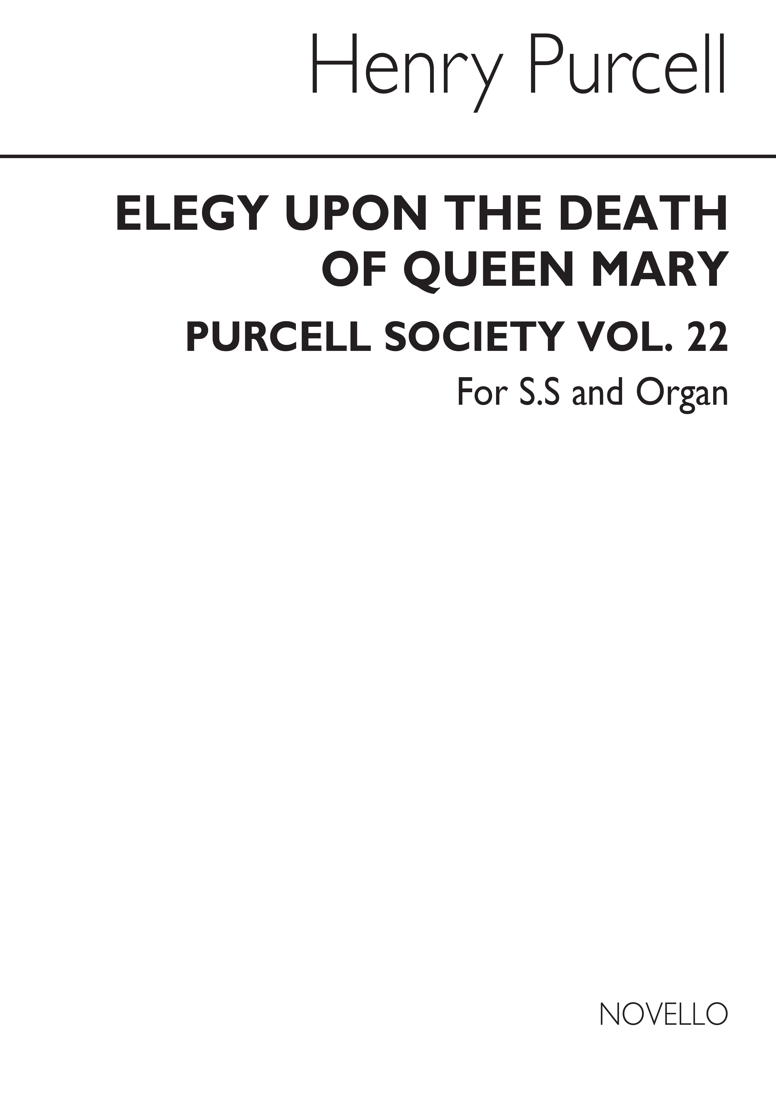 Henry Purcell: Elegy Upon The Death Of Queen Mary: SSA: Vocal Score