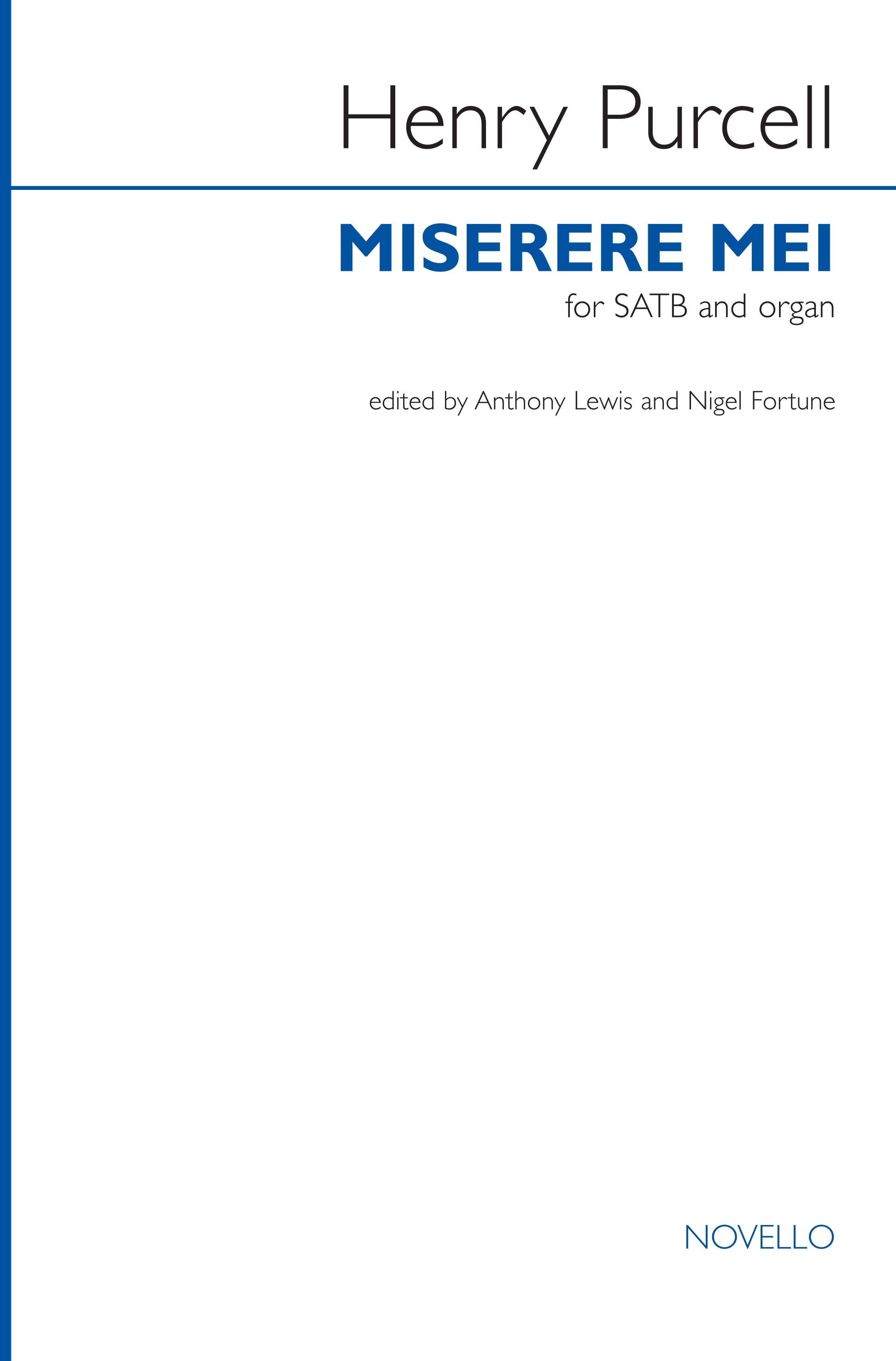 Henry Purcell: Miserere Mei: SATB: Vocal Score