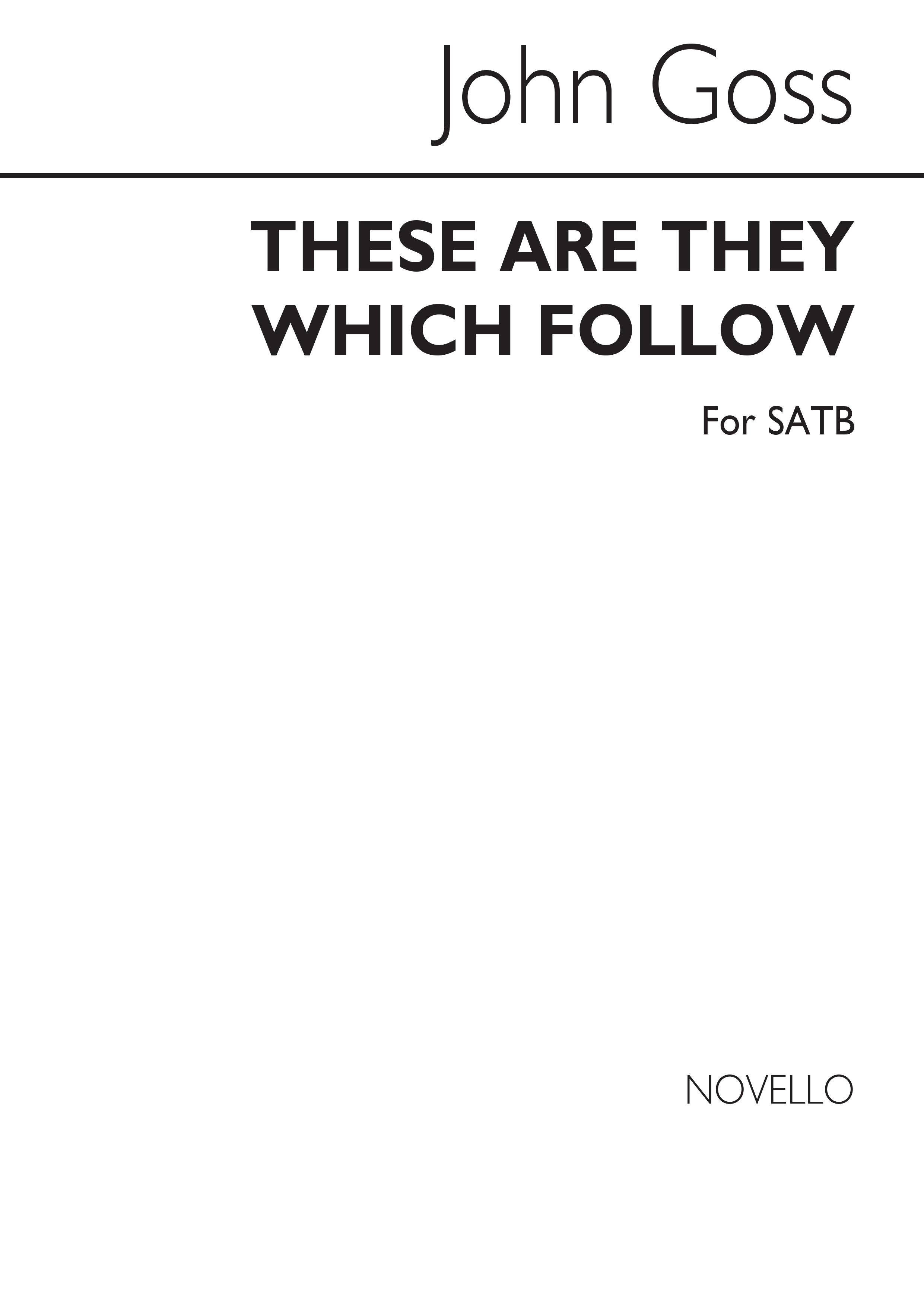 John Goss: These Are They Which Follow The Lamb: SATB: Vocal Score