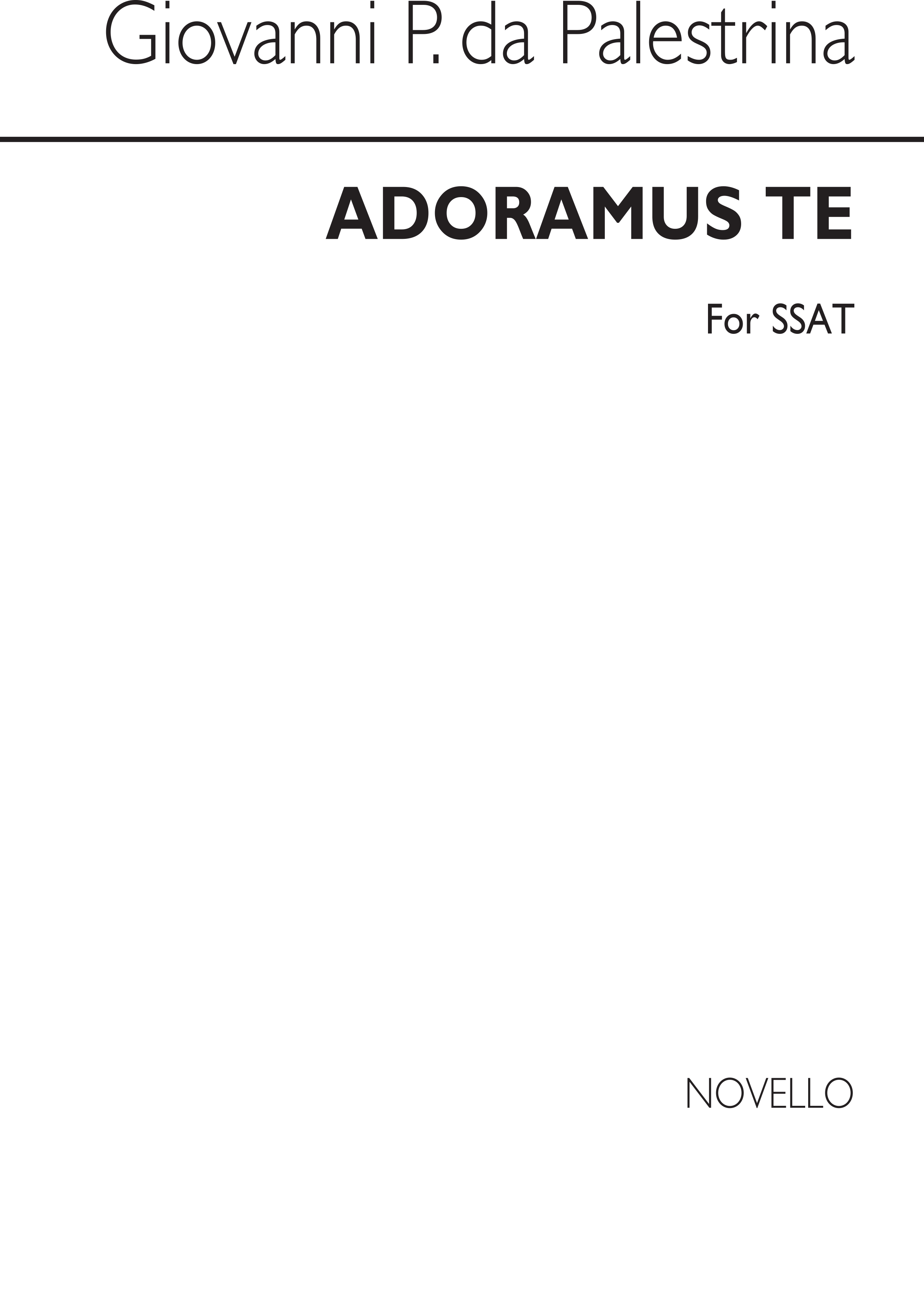 Giovanni Palestrina: Adoramus Te: SSA: Vocal Score