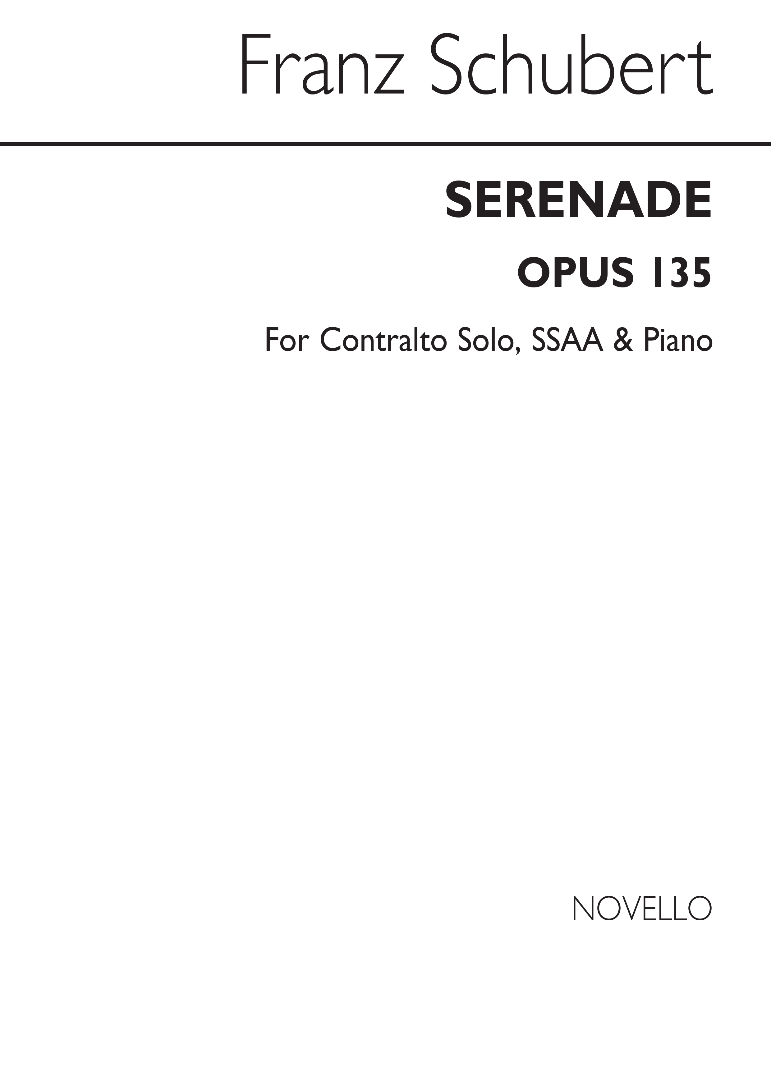 Franz Schubert: Serenade Op.135: SSAA: Vocal Score
