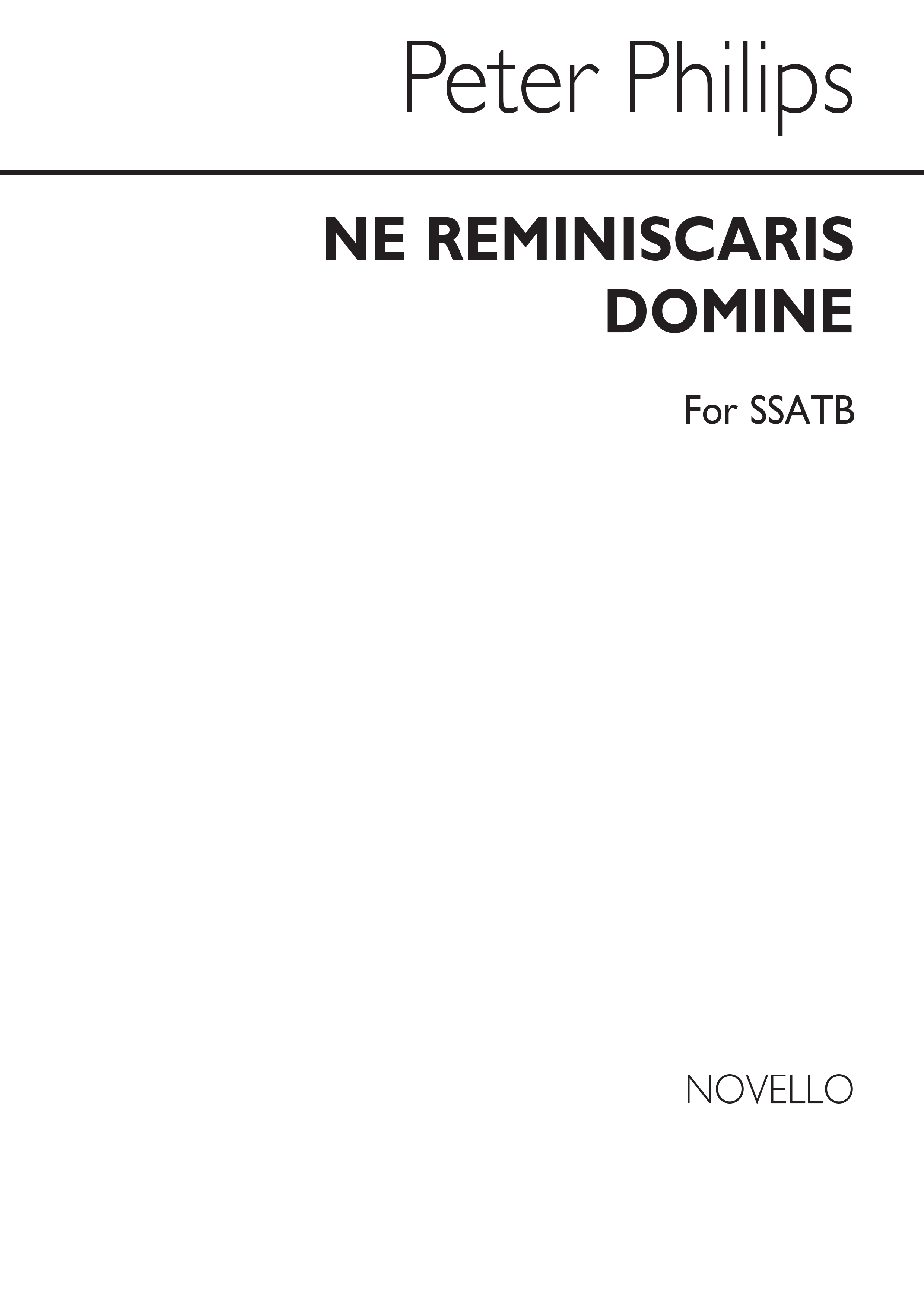 Peter Philips: Ne Reminiscaris Domine Ssatb: SATB: Vocal Score