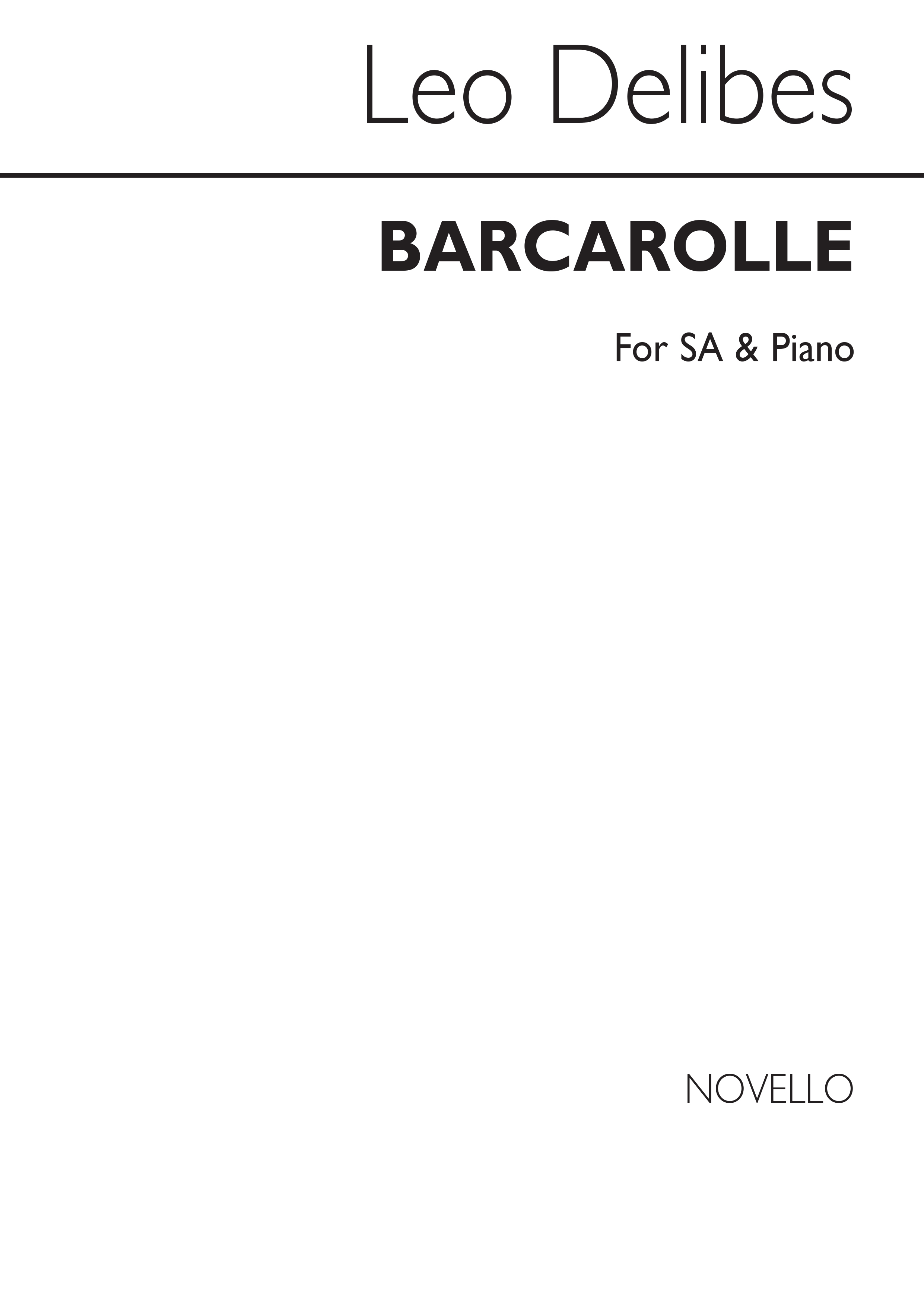 Léo Delibes: Delibes Barcarolle Soprano/Alto/ Piano: Upper Voices: Vocal Score