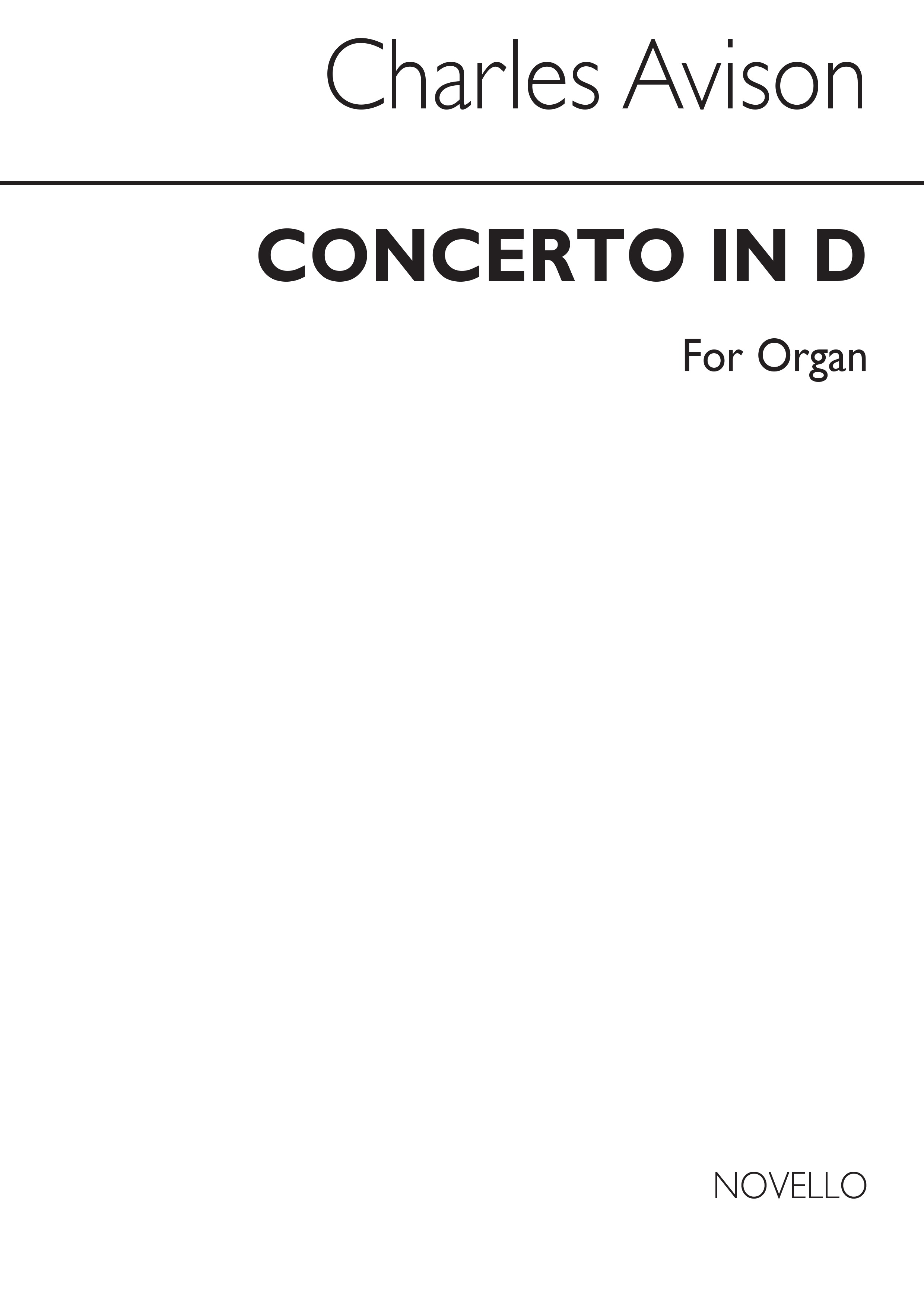 Charles Avison: Concerto In D For Organ: Organ: Instrumental Work