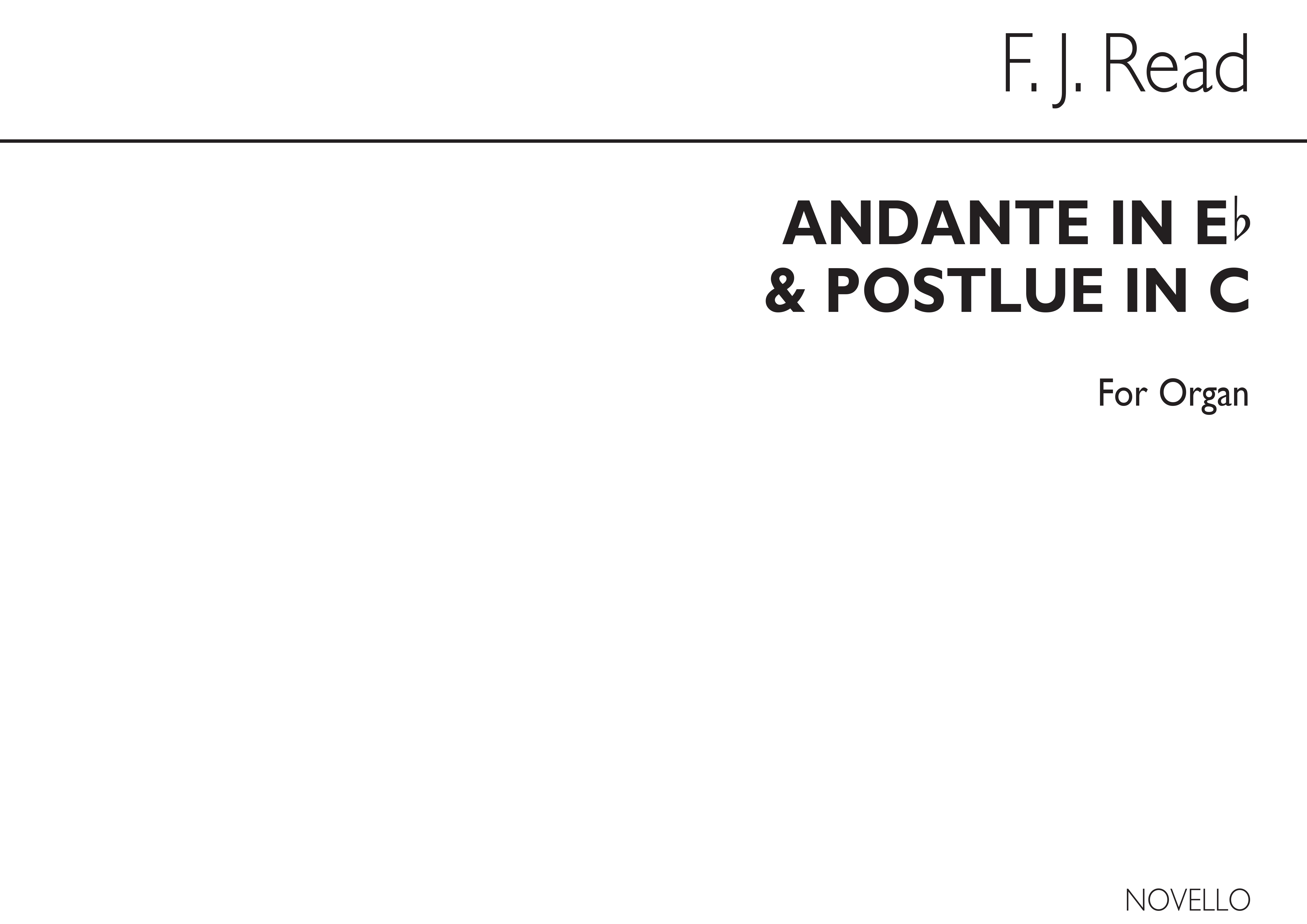 Frederick John Read: Andante In E Flat And Postlude In C: Organ: Instrumental