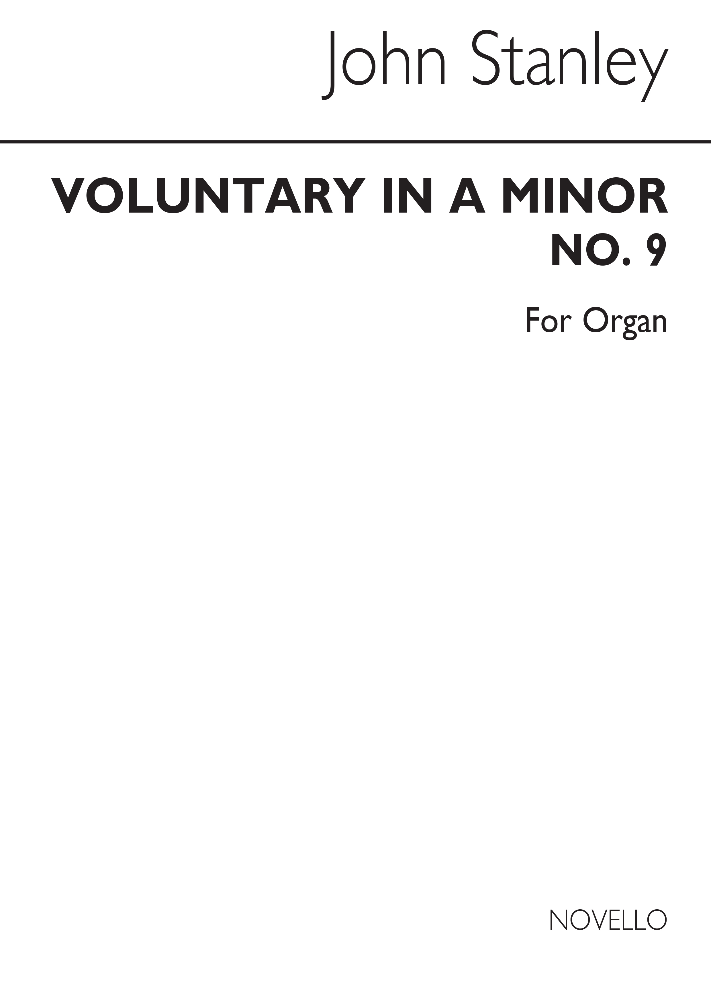 John Stanley: Voluntary In A Minor (Organ): Organ: Instrumental Work