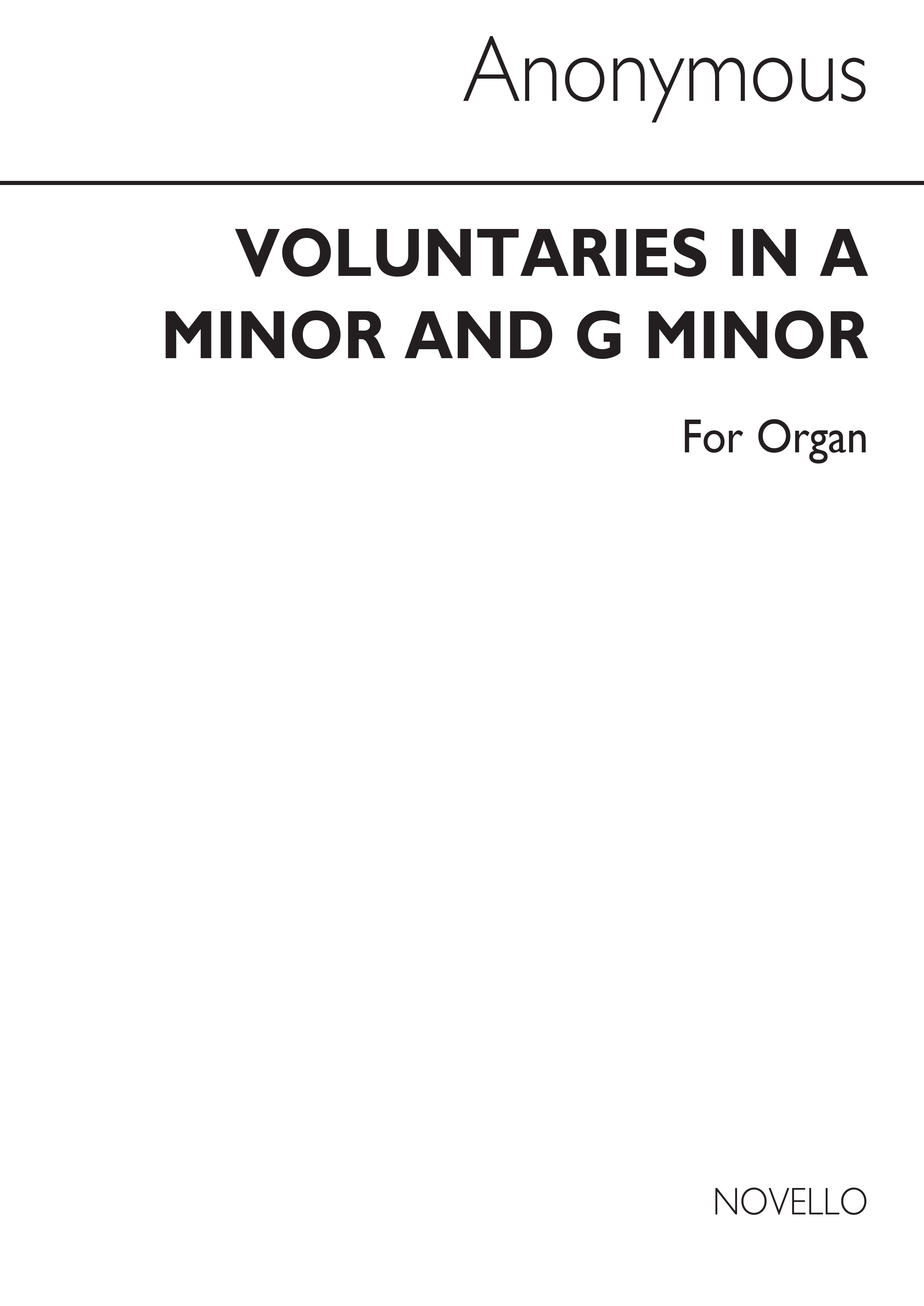 Anonymous Organ Voluntaries In A & G Minor: Organ: Instrumental Work