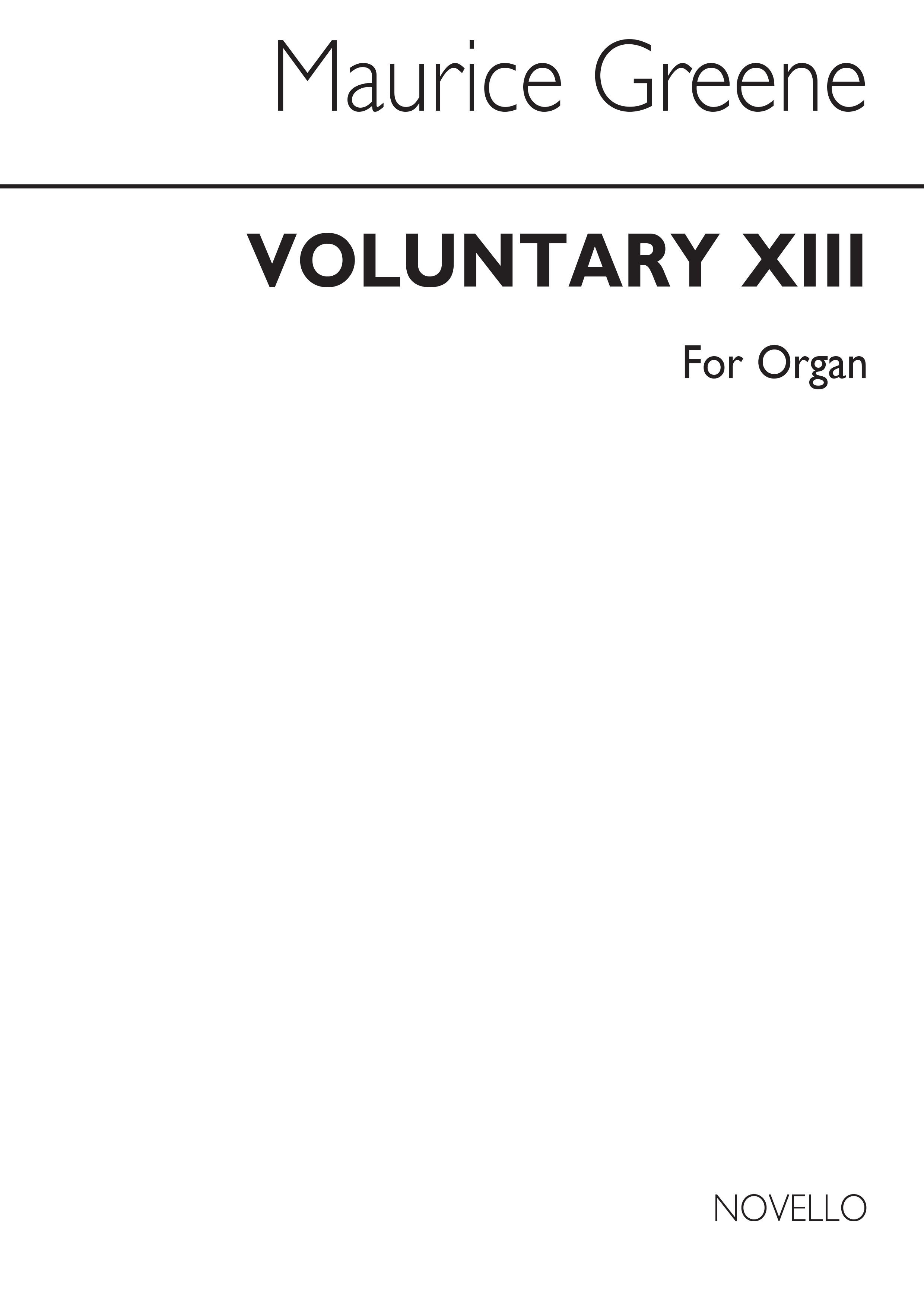 Maurice Greene: Voluntary XIII: Organ: Instrumental Work