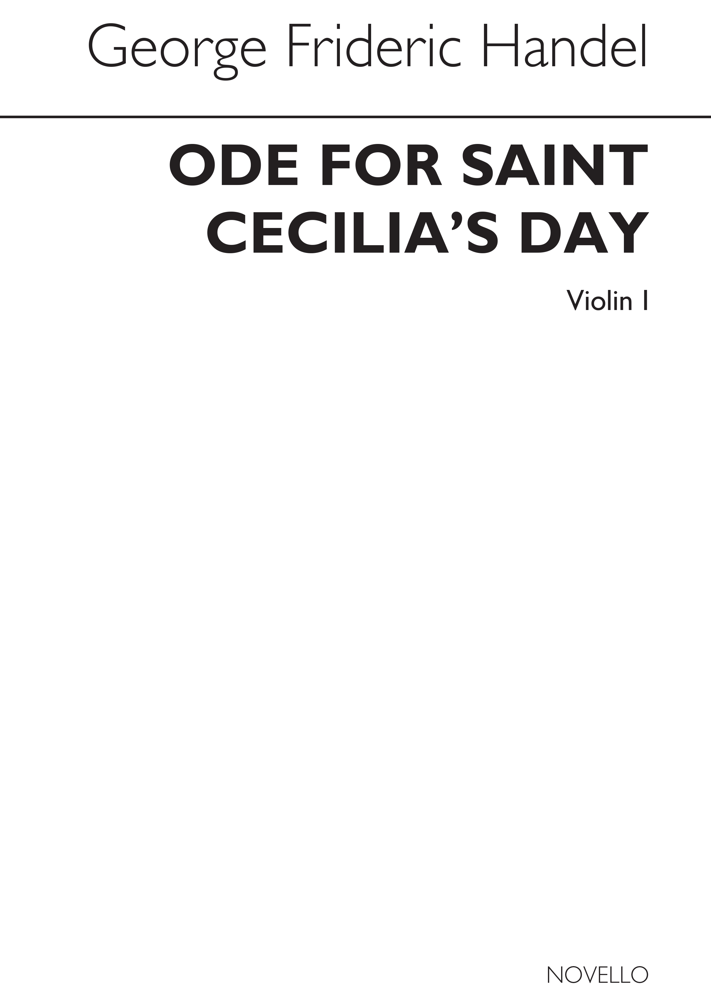 Georg Friedrich Händel: Ode For Saint Cecilia's Day: Violin: Part