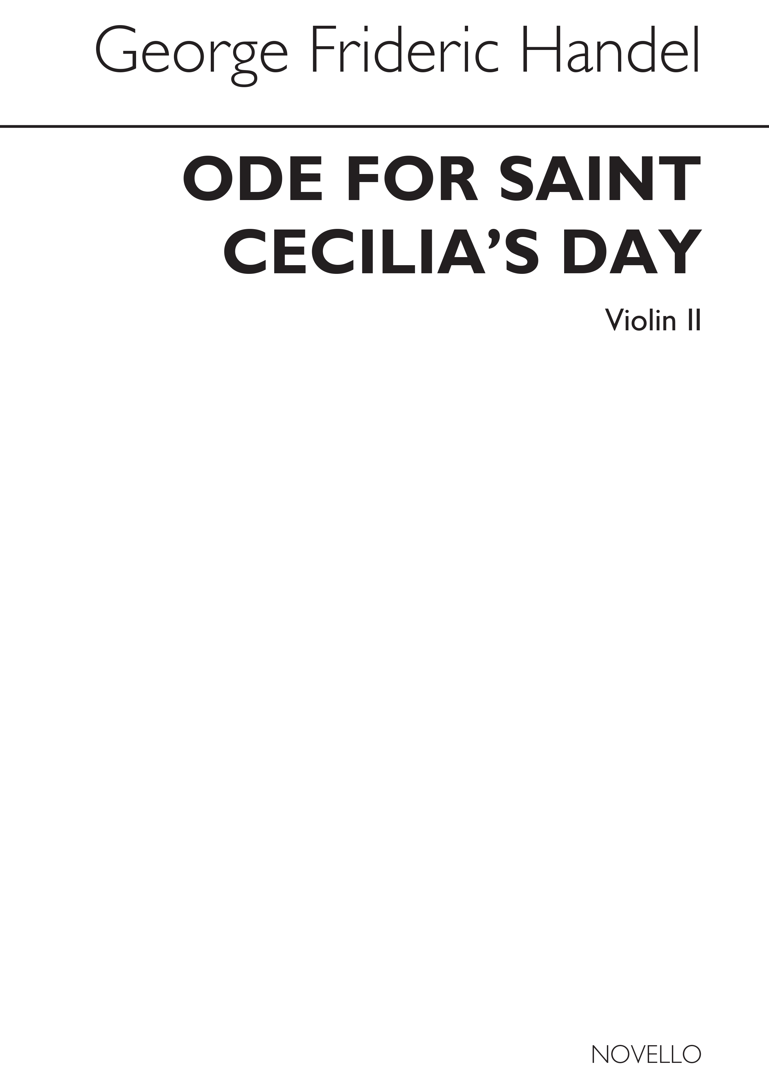 Georg Friedrich Hndel: Ode For Saint Cecilia's Day: Violin: Part
