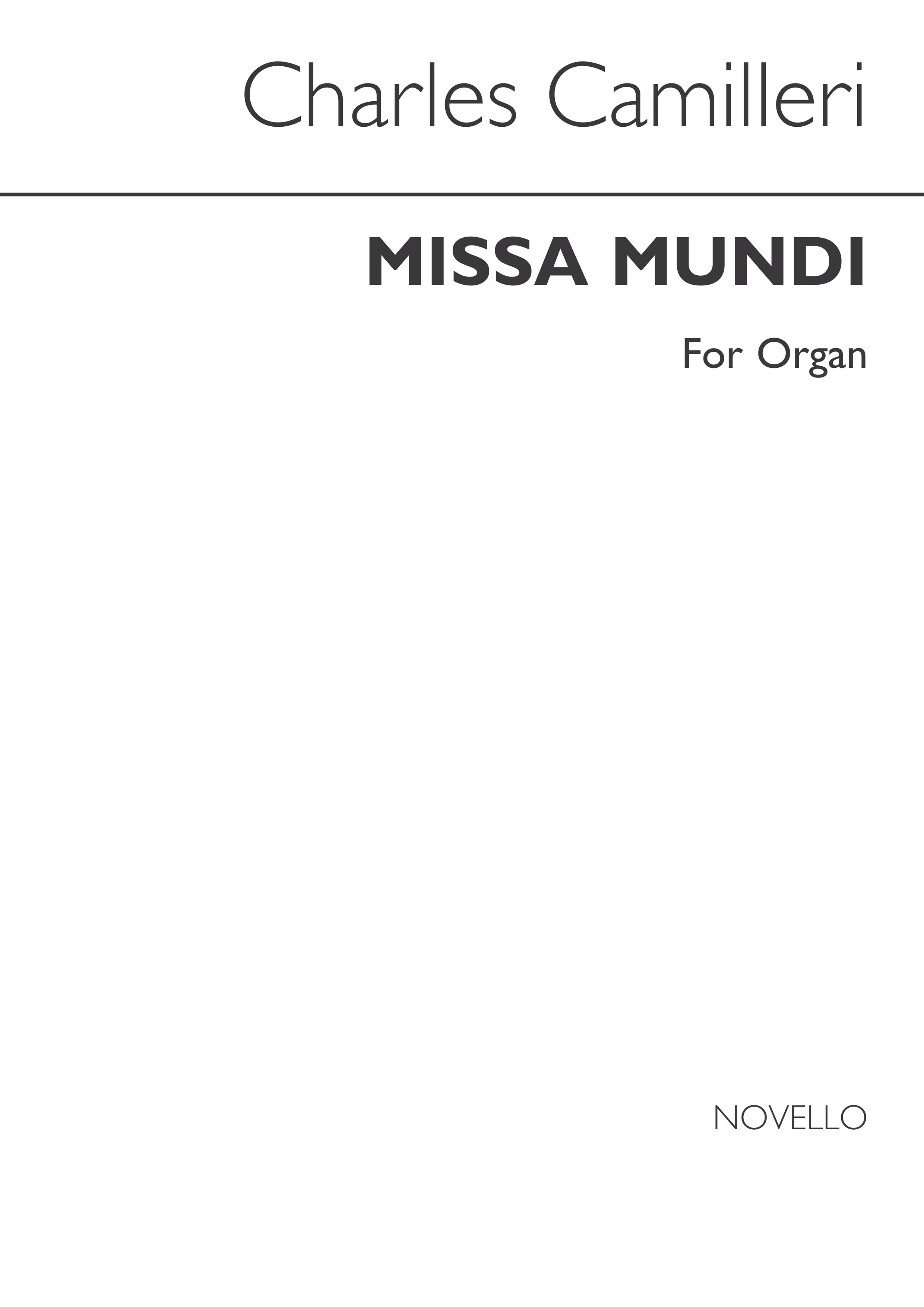 Charles Camilleri: Missa Mundi for Organ: Organ: Instrumental Work