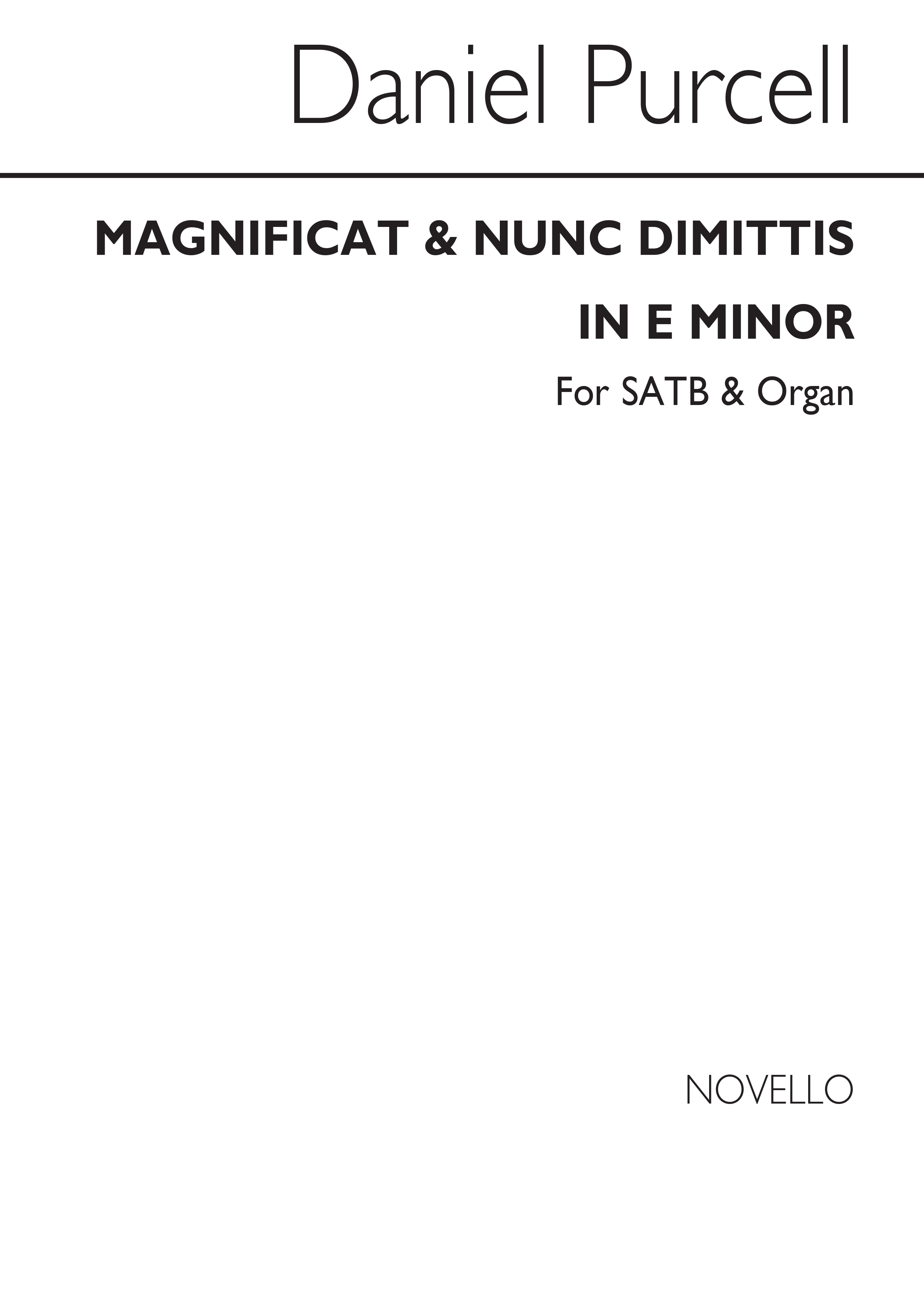 Daniel Purcell: Magnificat And Nunc Dimittis In F Minor: SATB: Vocal Score