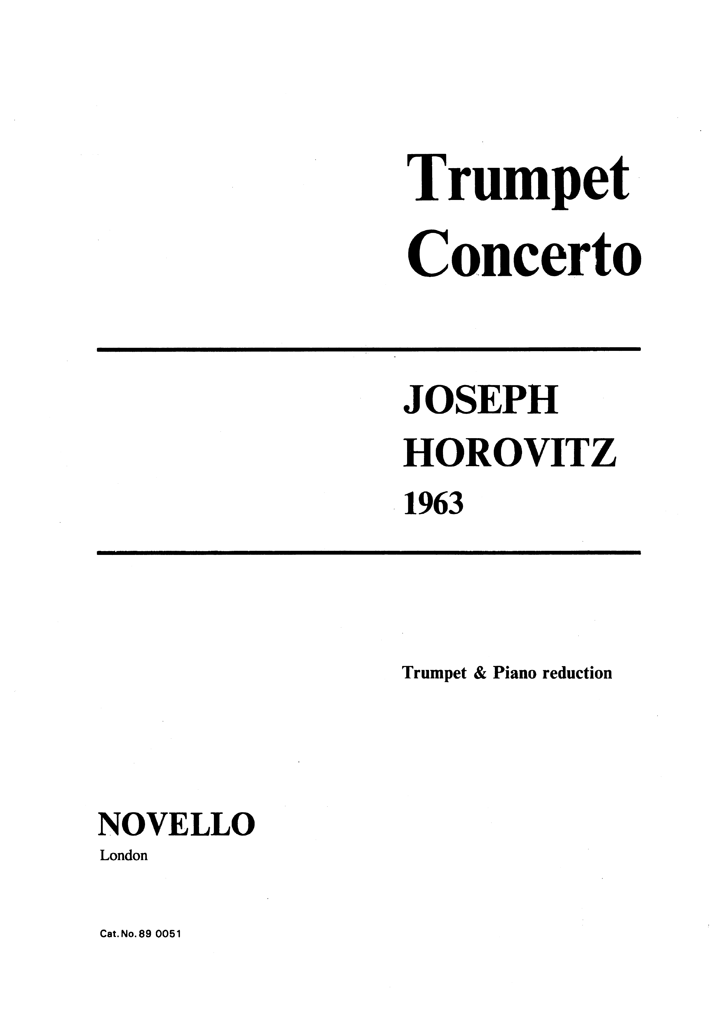 Joseph Horovitz: Trumpet Concerto (Trumpet and Piano): Trumpet: Instrumental