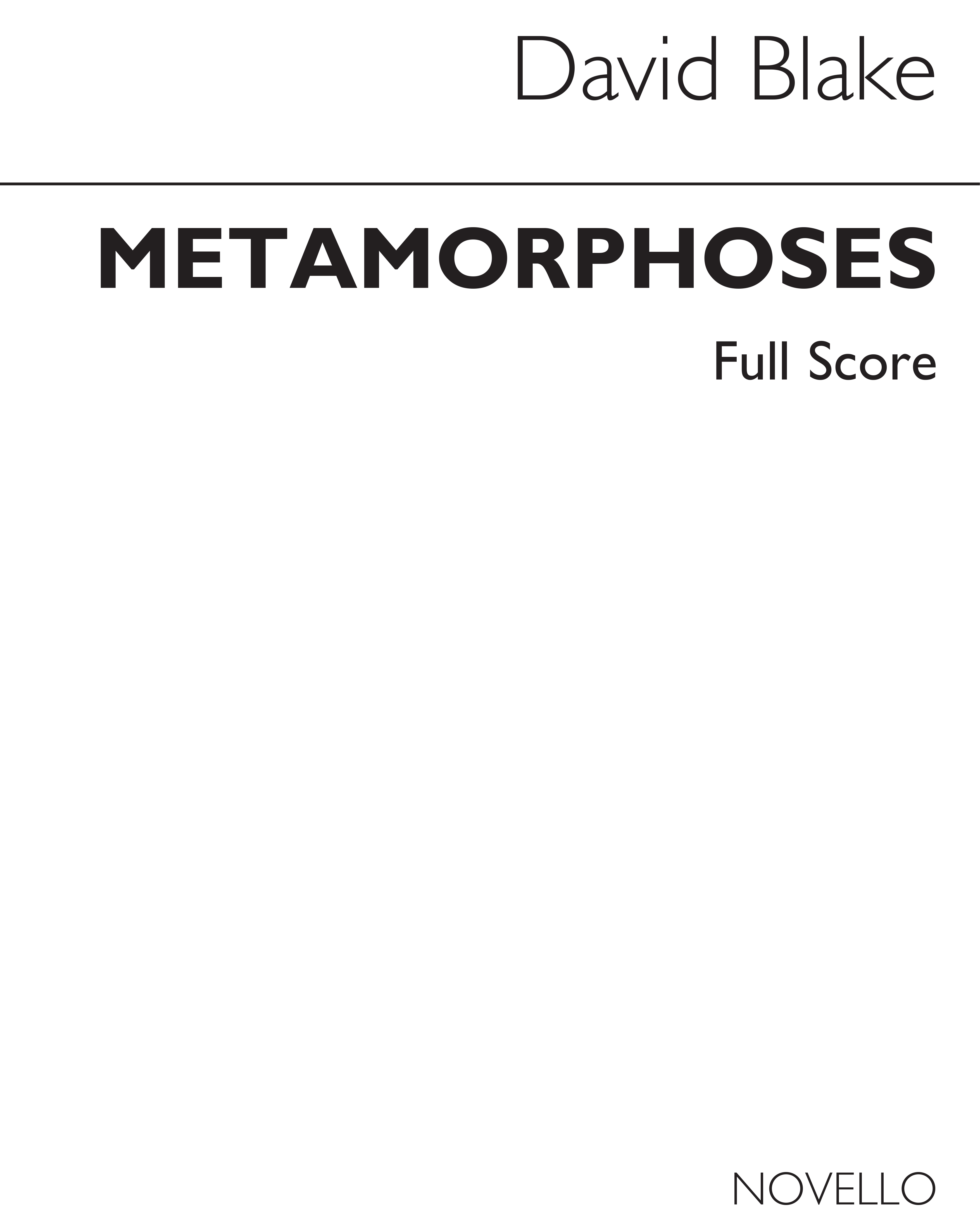 David Blake: Metamorphoses: Orchestra: Study Score