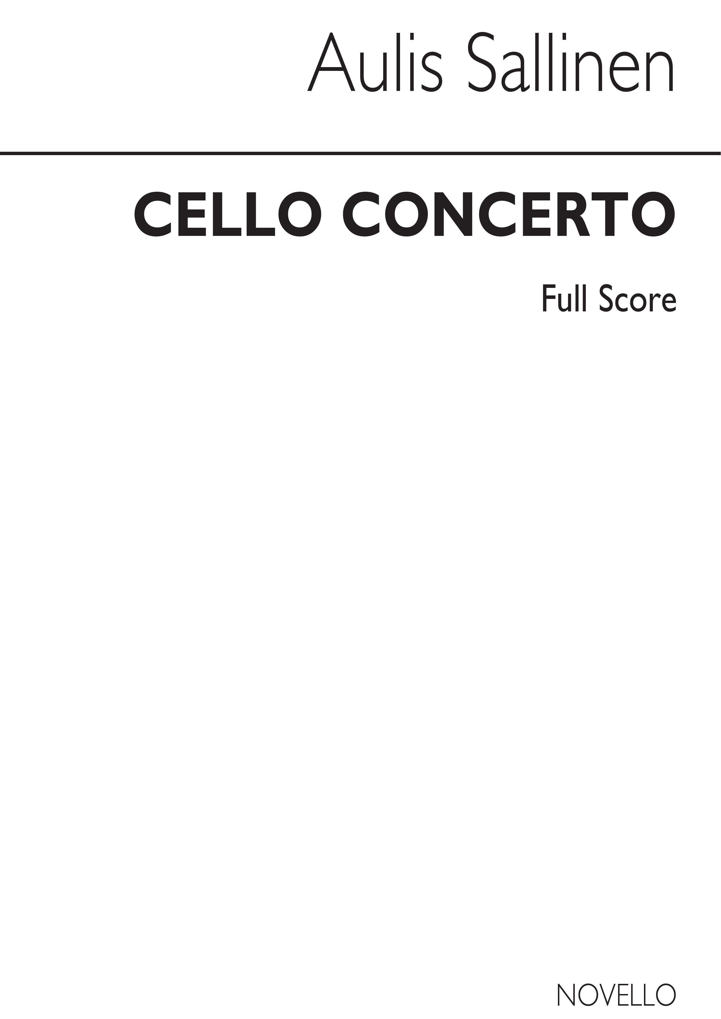 Aulis Sallinen: Concerto For Cello: Cello: Score