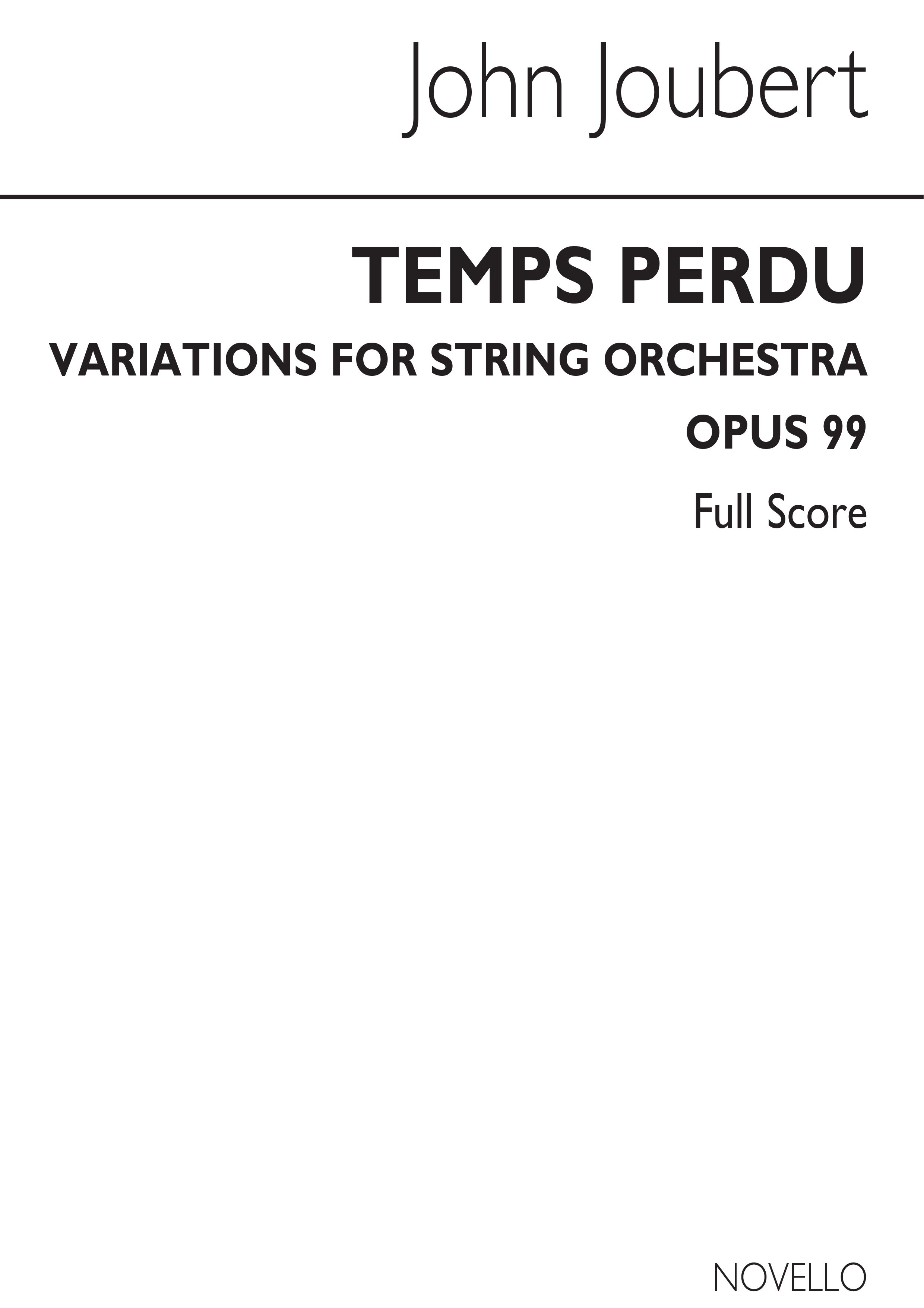 John Joubert: Temps Perdu Op.99: String Ensemble: Study Score