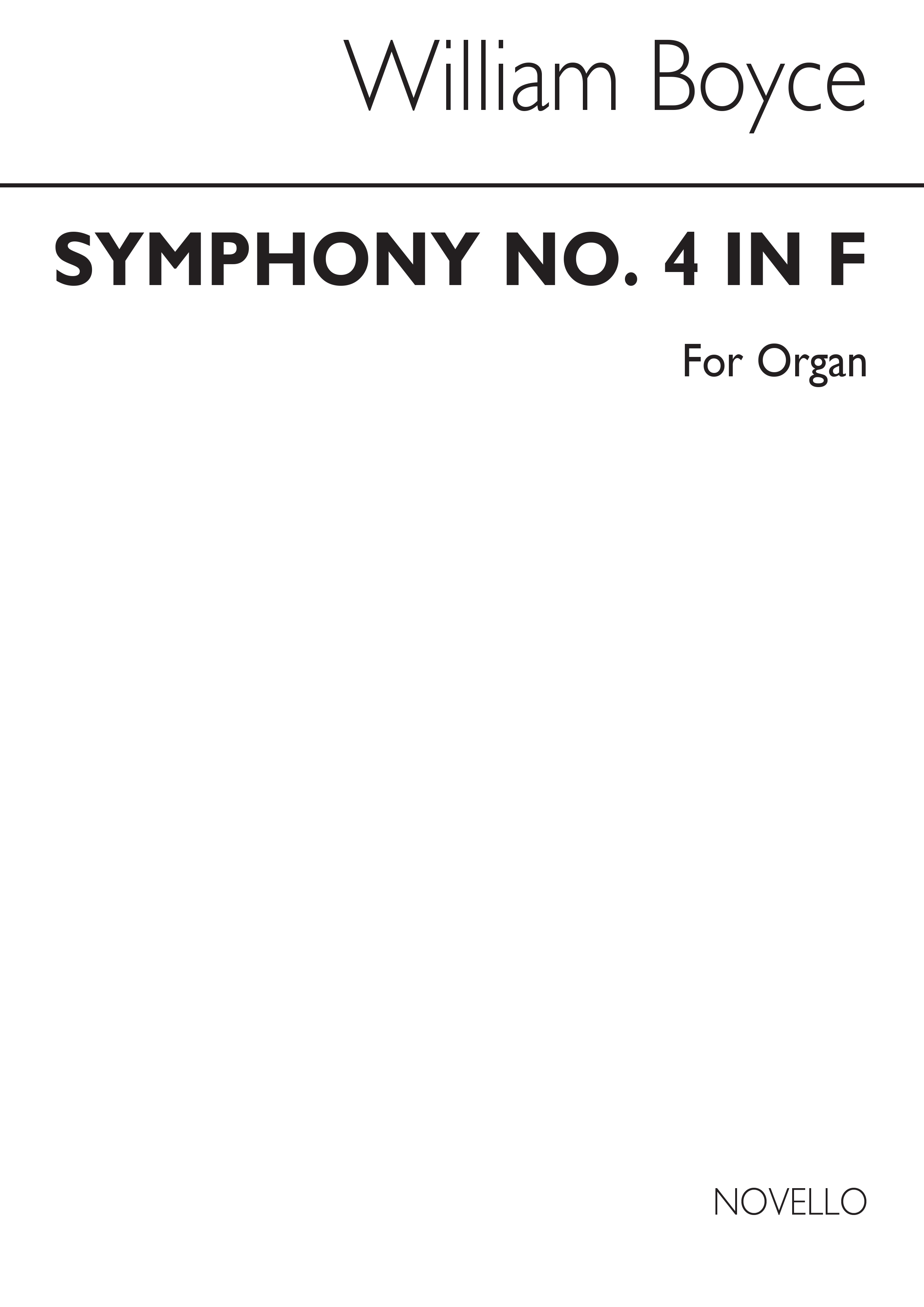 William Boyce: Symphony No.4 In F (Organ): Organ: Instrumental Work