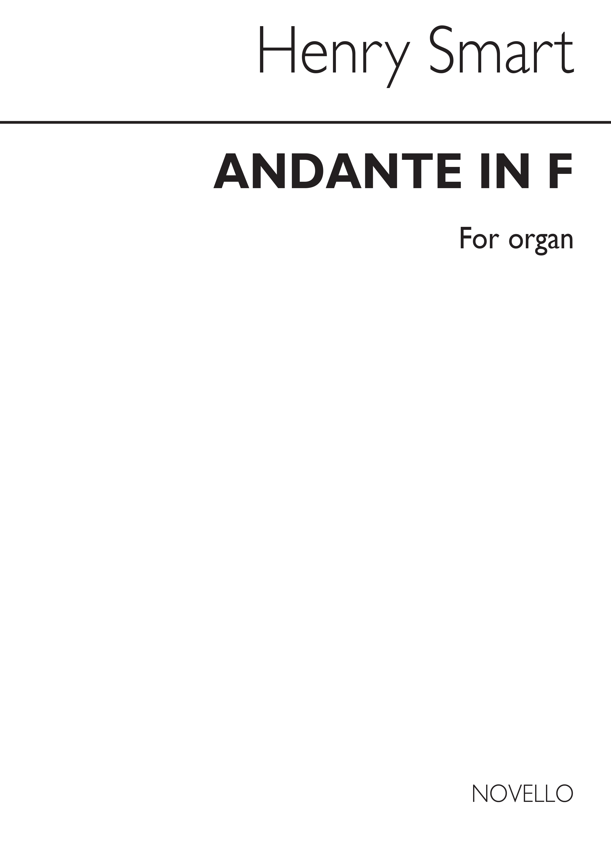 Henry Smart: Andante In F For Organ: Organ: Instrumental Work