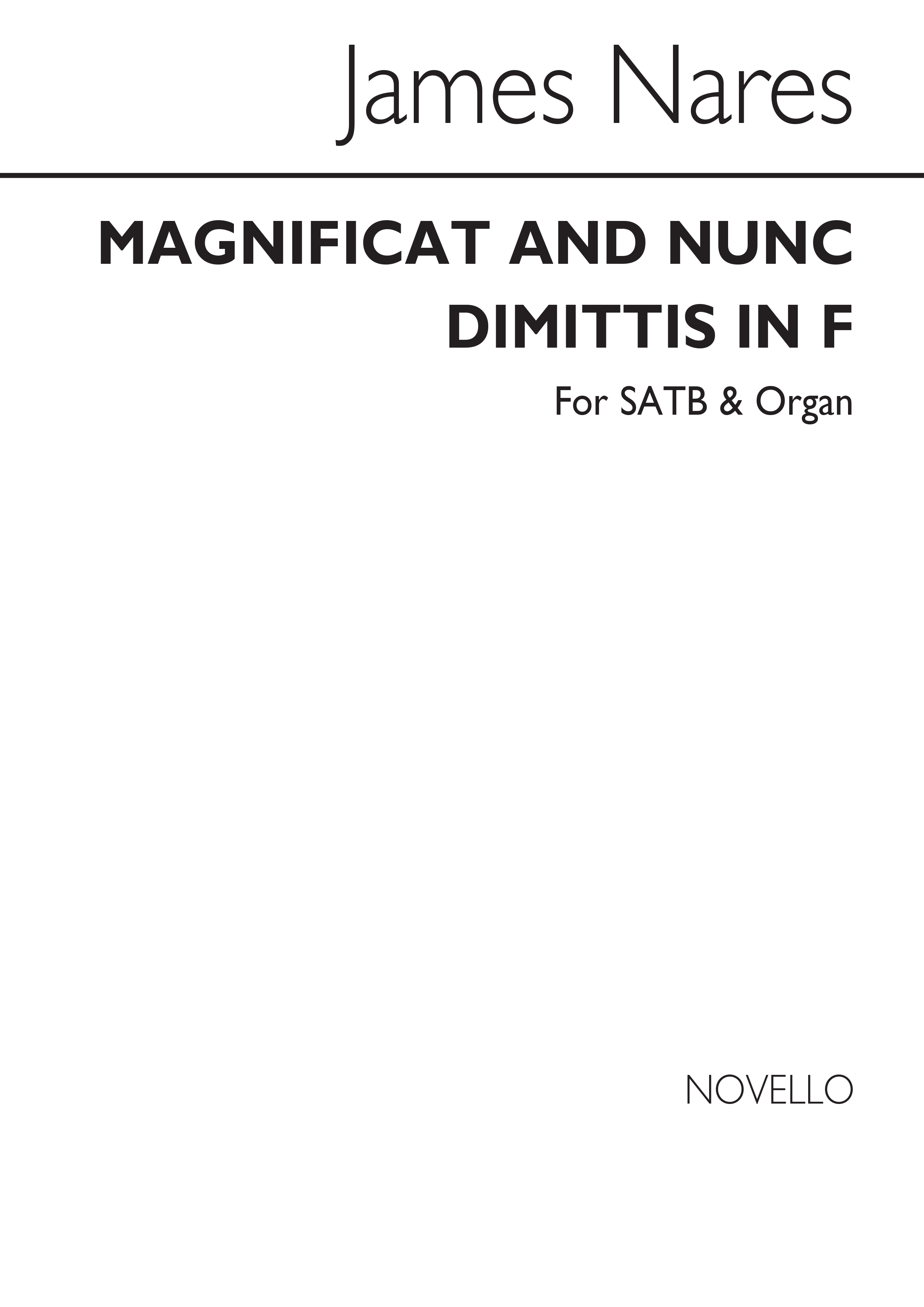 James Nares: Magnificat And Nunc Dimittis In F: SATB: Vocal Score