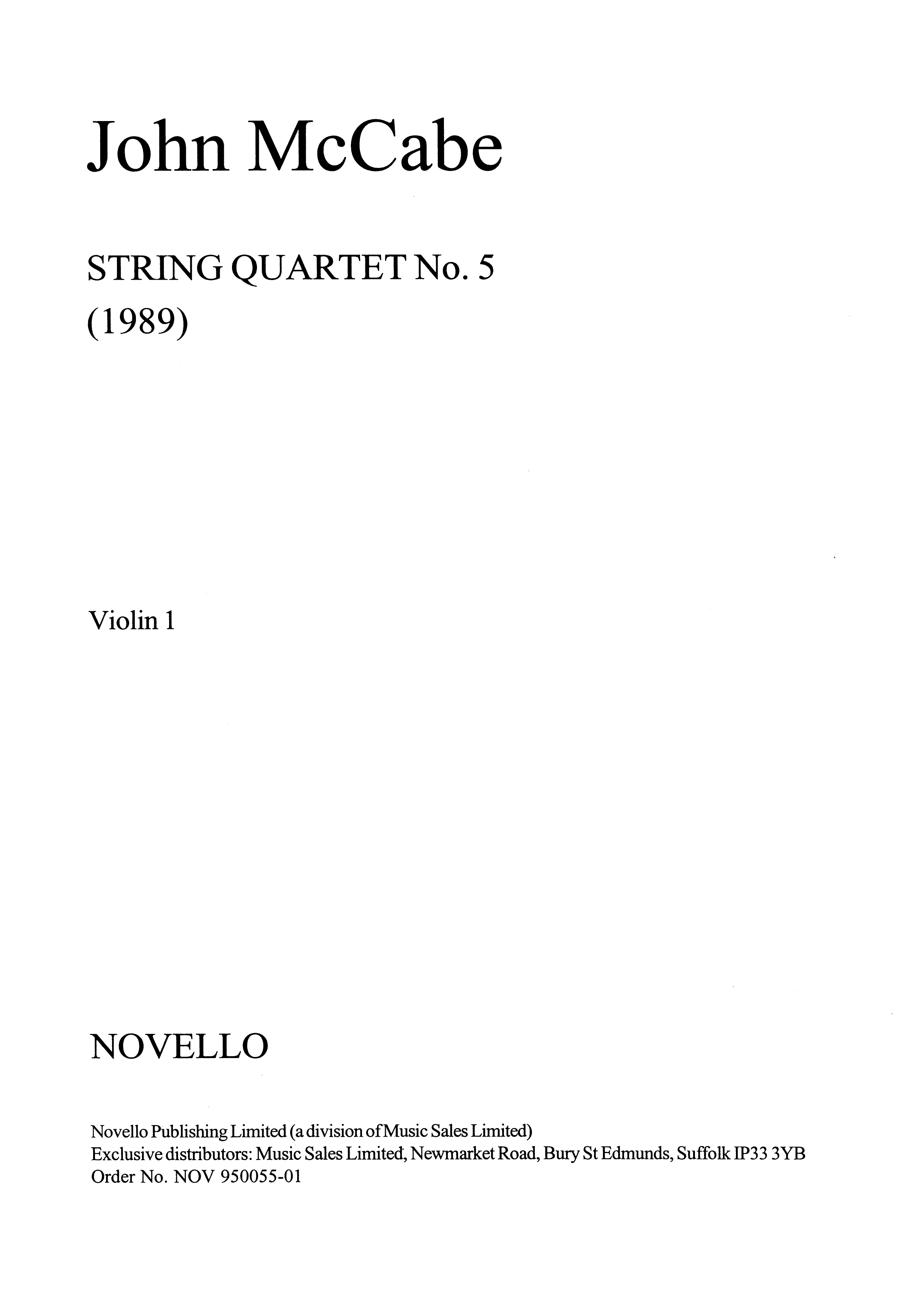 John McCabe: String Quartet No. 5 (Parts): String Quartet: Instrumental Work