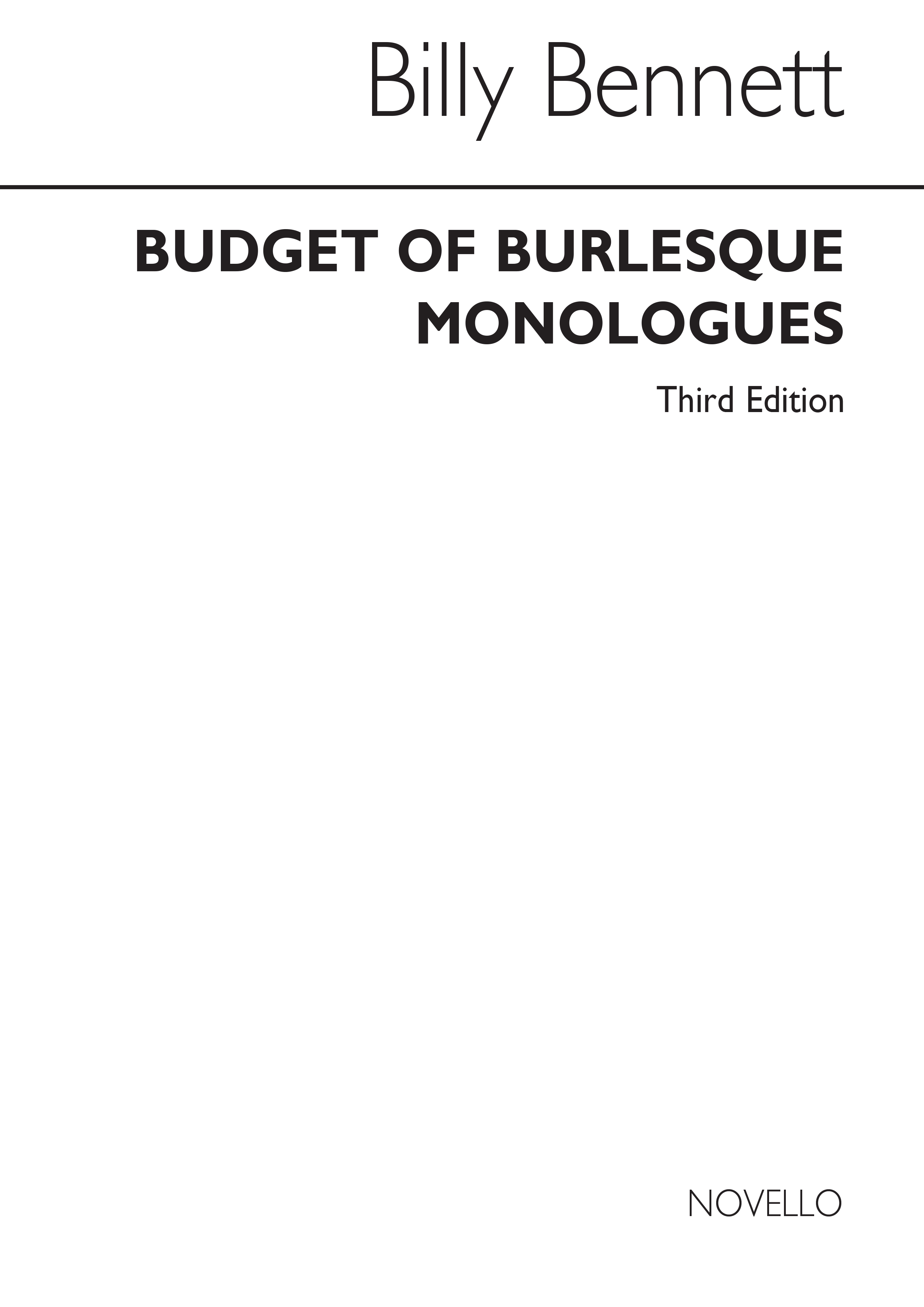 Billy Bennett: Third Budget Of Burlesque Monologue: Voice: Lyrics