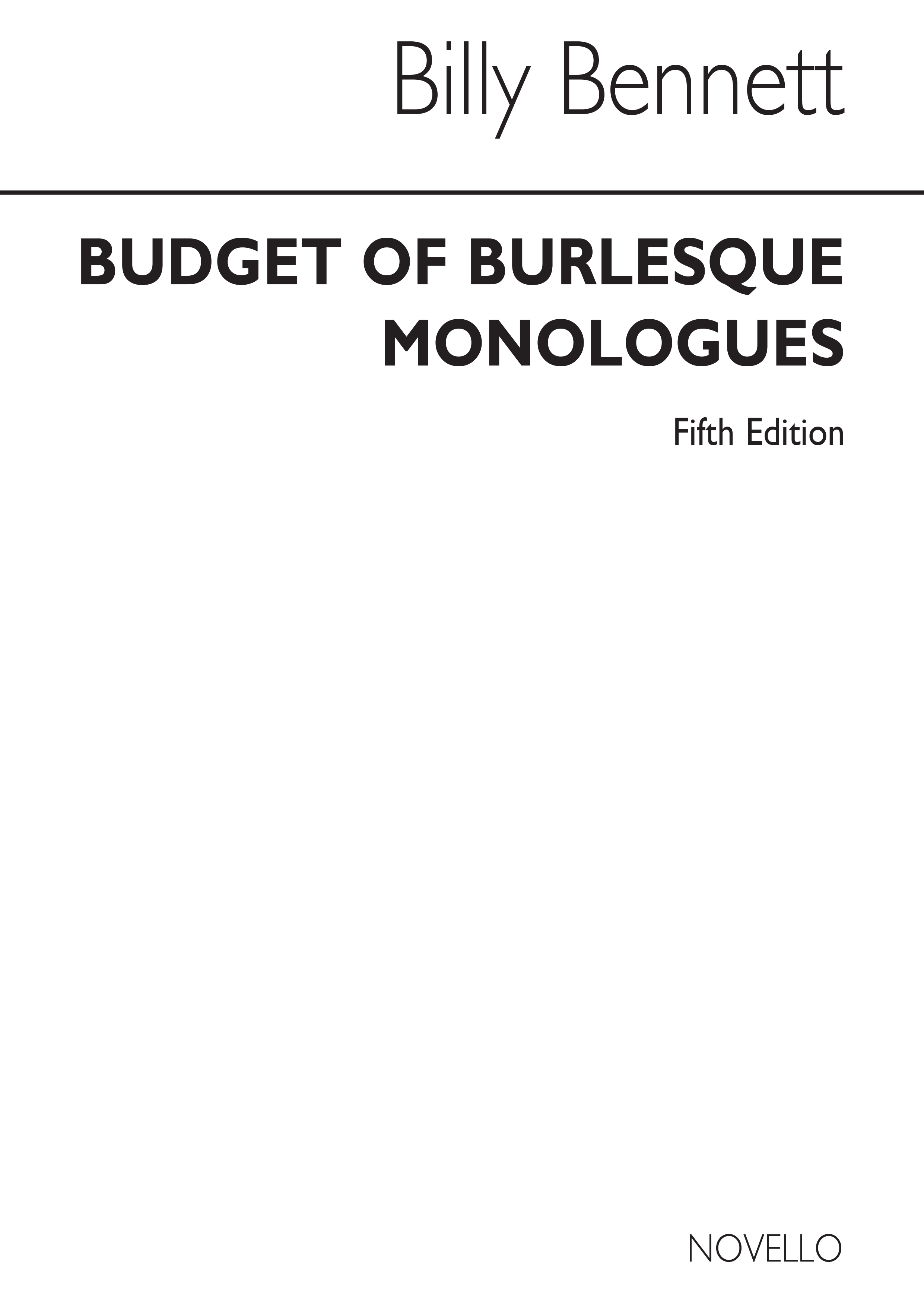Billy Bennett: Fifth Budget Of Burlesque Monologue: Lyrics