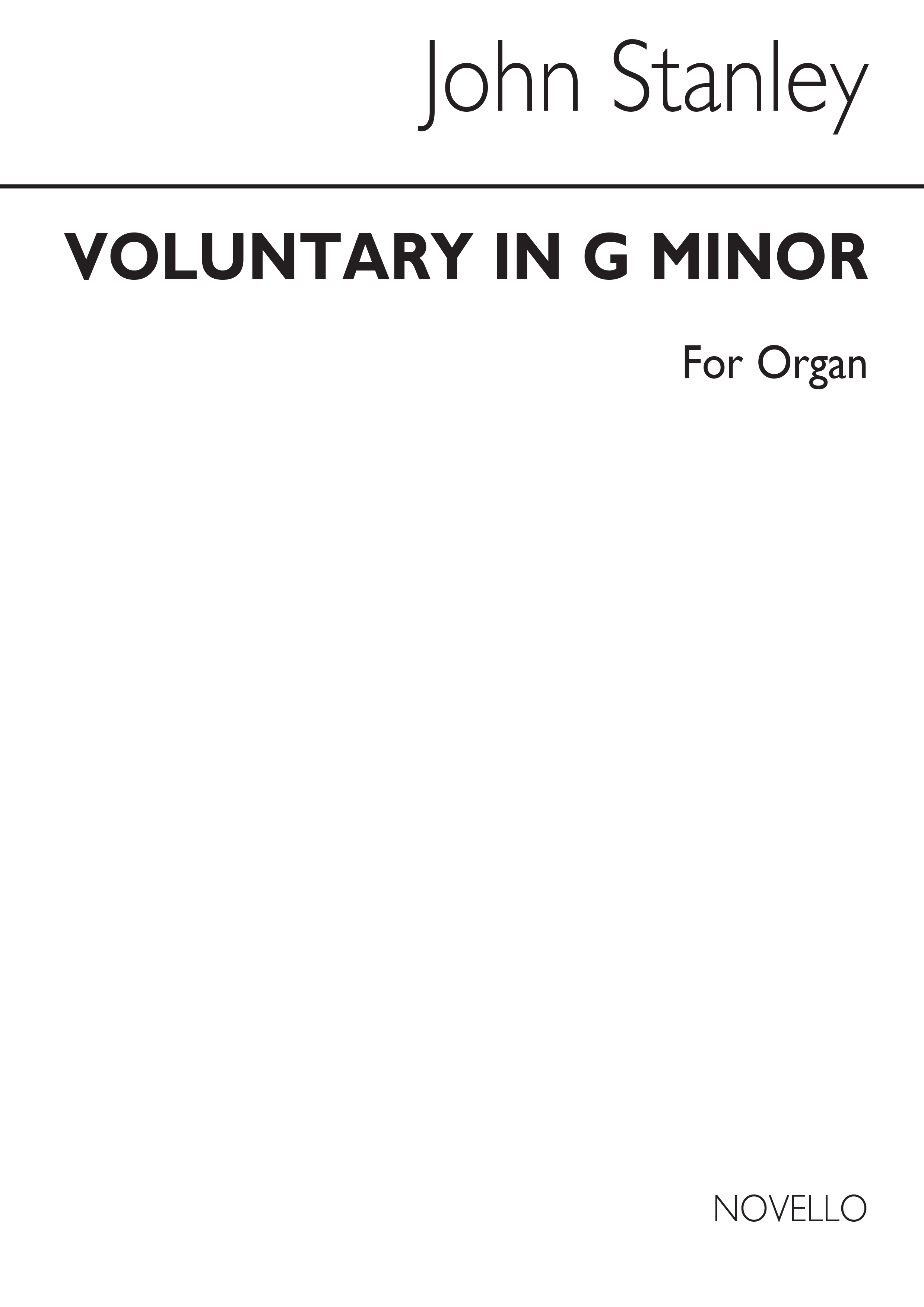 John Stanley: Voluntary In G Minor For Organ: Organ: Instrumental Work