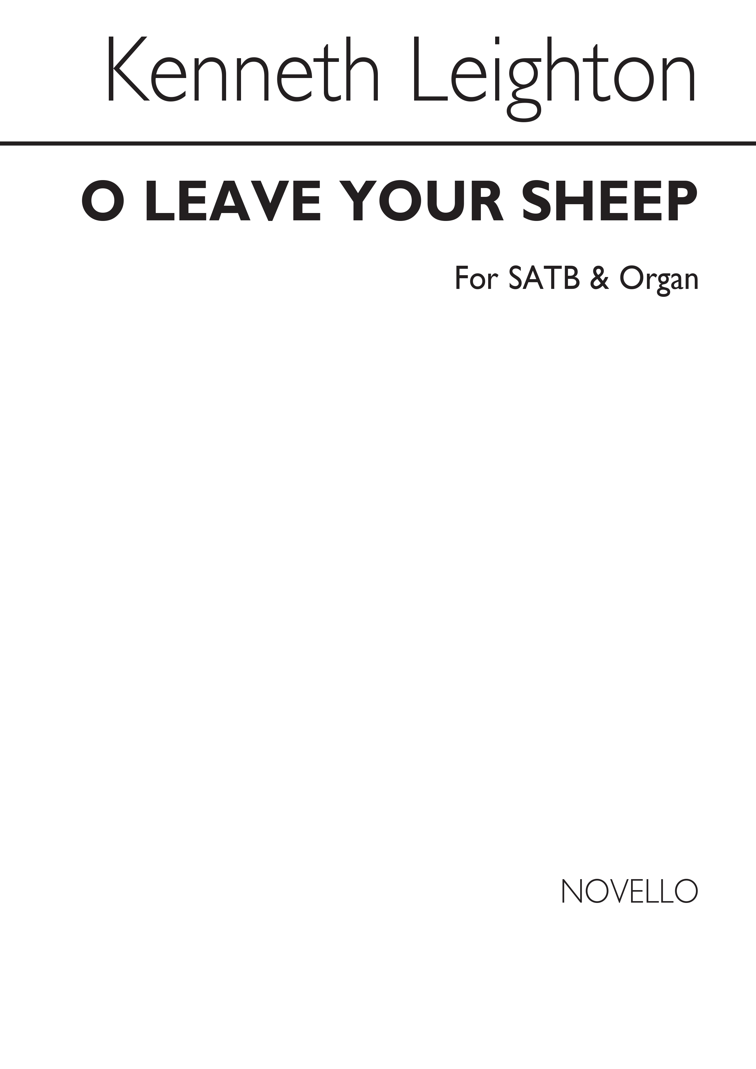 O Leave Your Sheep: SATB: Vocal Score